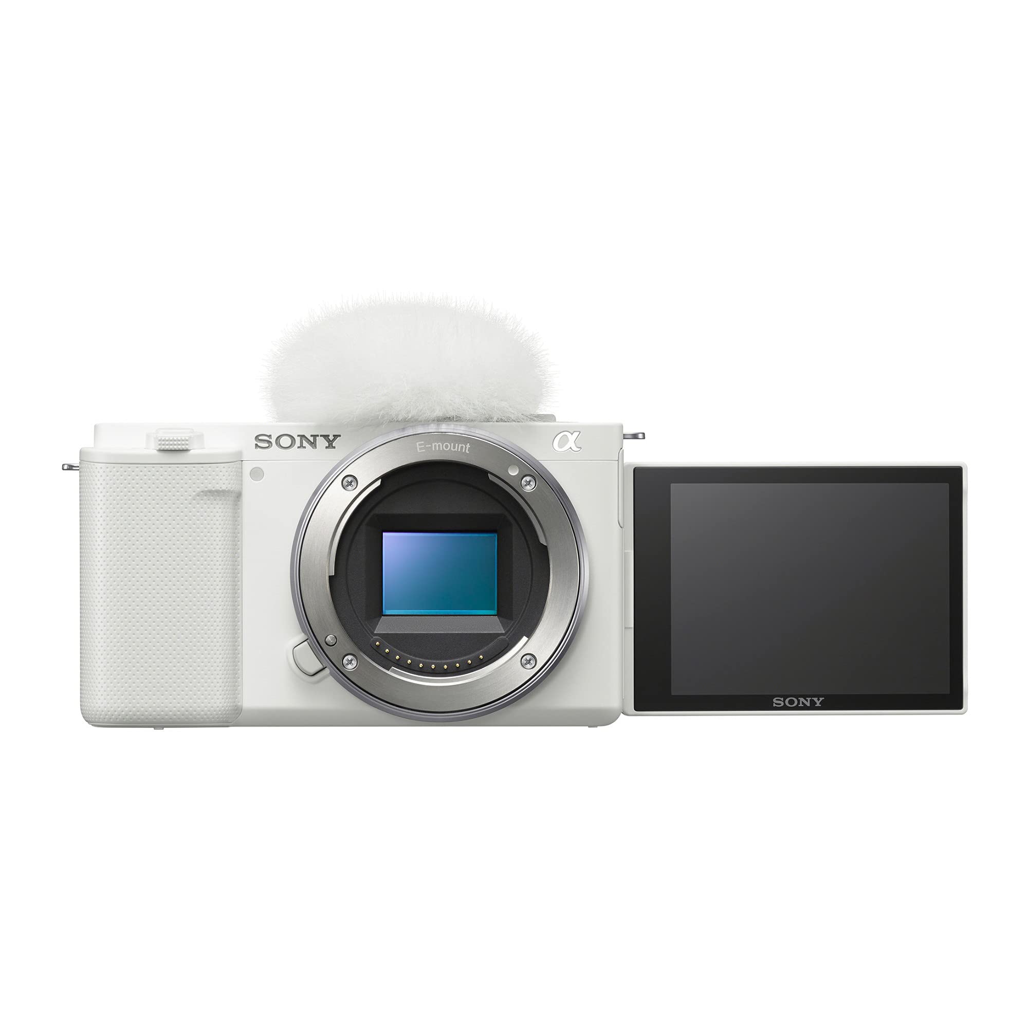 Sony Alpha ZV-E10 - APS-C Interchangeable Lens Mirrorless Vlog Camera Kit - Black: White Camera Only Base