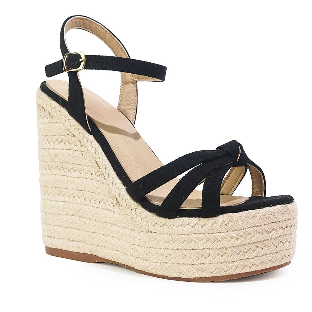 mikarka Sandals for Women, Platform Ankle Strap Womens Sandals Open Toe Espadrille Wedge Sandals for Women Concise Casual Summer Womens Shoes - Image 1