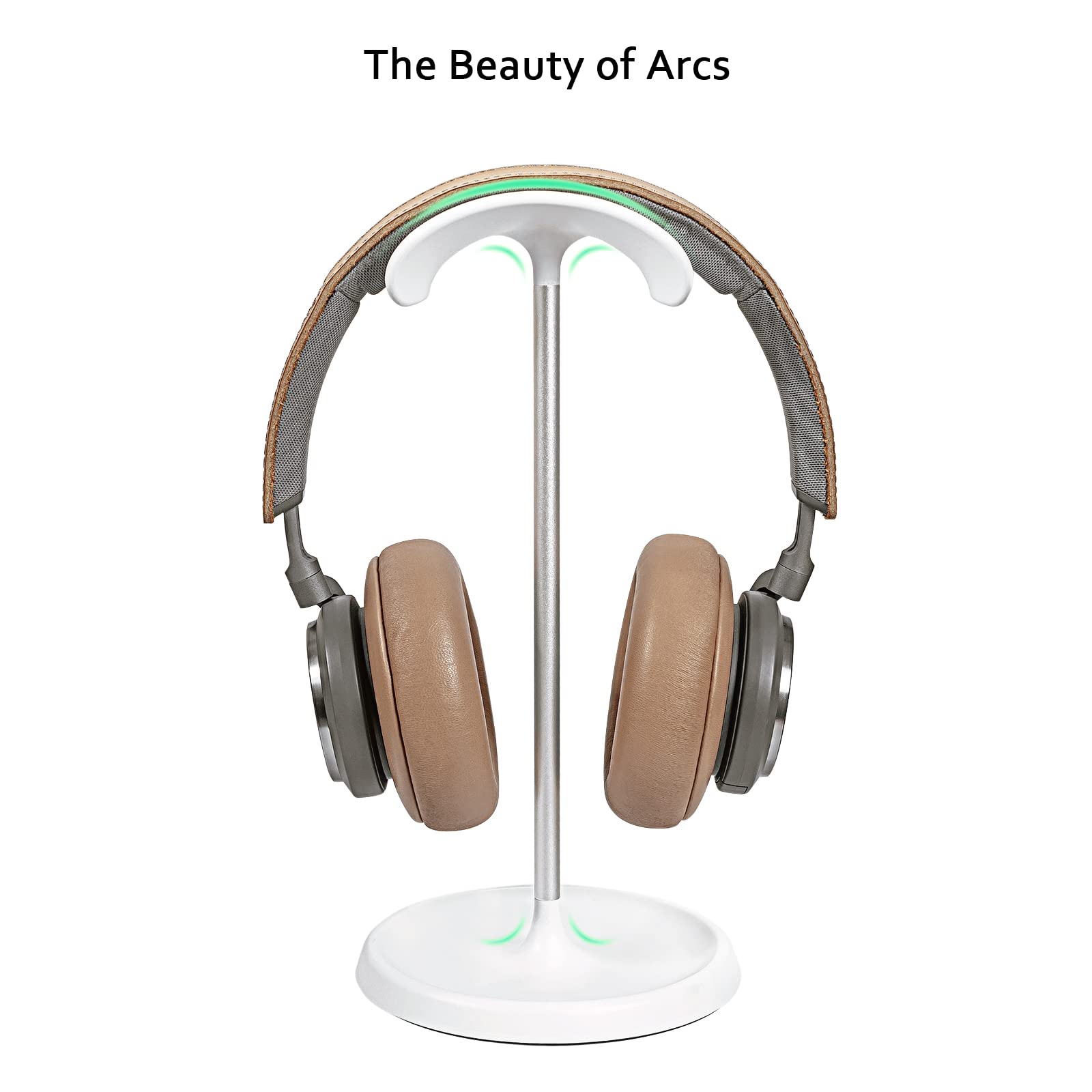 Headphone Stand, Curved Headset Stand with Storage Tray, Heavy Base Gaming Headset Holder for AirPods Max, AirPods, AirPods Pro, Beats, Bose, Sennheiser, Sony and More (): White