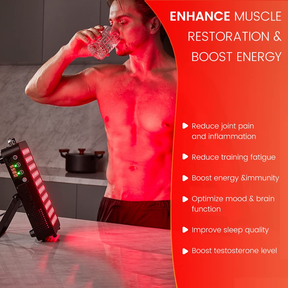 Bestqool Red Light Therapy, Dual Chip Clinical Grade LED Device with Near-Infrared Light 660nm 850nm High Power Panel, Ideal for Body, Face, Recovery, Improve Sleep, Skin Health, 105W (Black 60)
