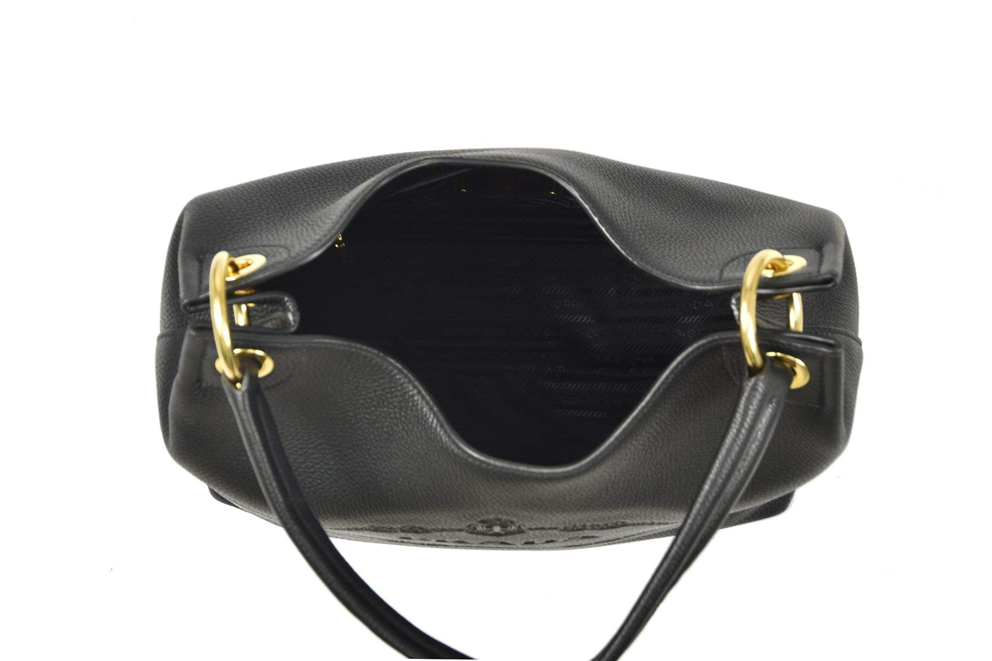 Prada Satchel Bag Handbag For Women - Women's Vitello Daino Black Leather Satchel Bag Handbag 1BC051 Bags For Women