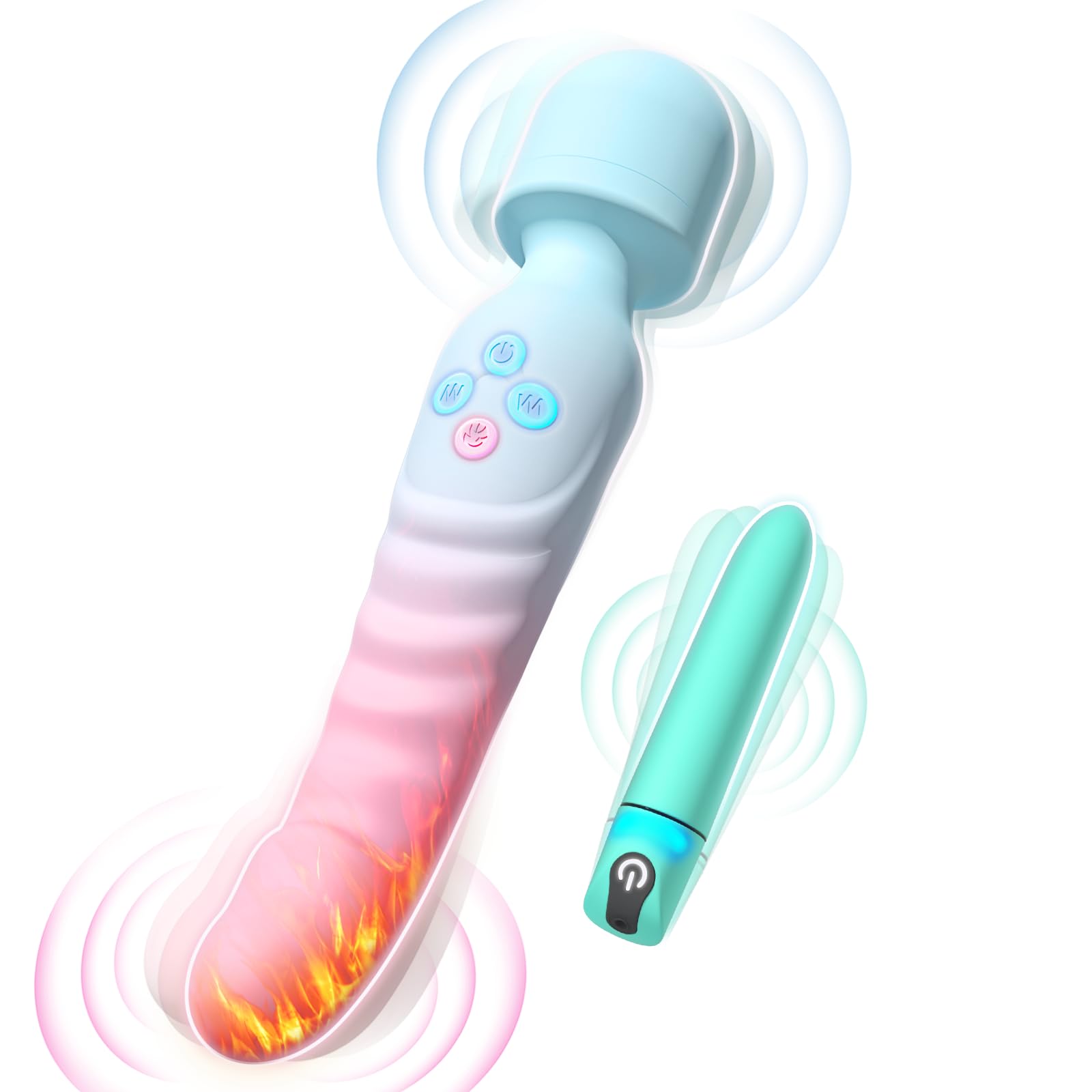 G Spot Vibrator Wand & Bullet Vibrator Set - Vibrators Sex Toys for Women, Clitoral Stimulator Dildo with 7 Vibrating Modes, Waterproof Heating Wand Massager, Adult Sex Toy for Female and Couples thumbnail 1