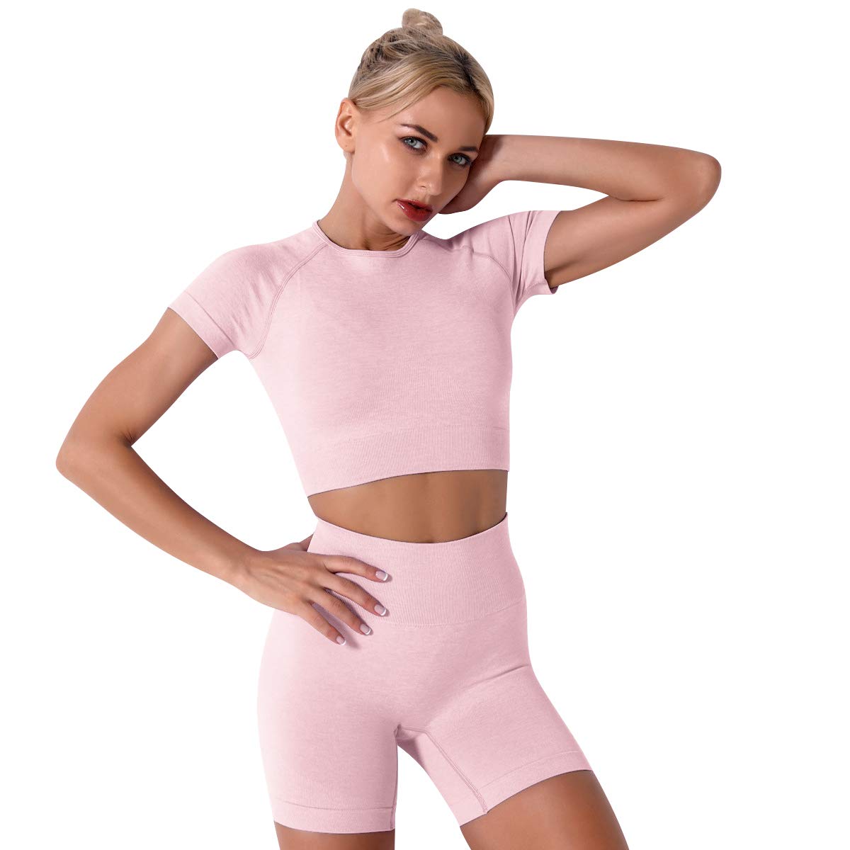 Women's Yoga Outfit Seamless Workout Set High Waist Exercise Shorts Pants with Sport Bra 3PCS Tracksuit Gym Tracksuits
