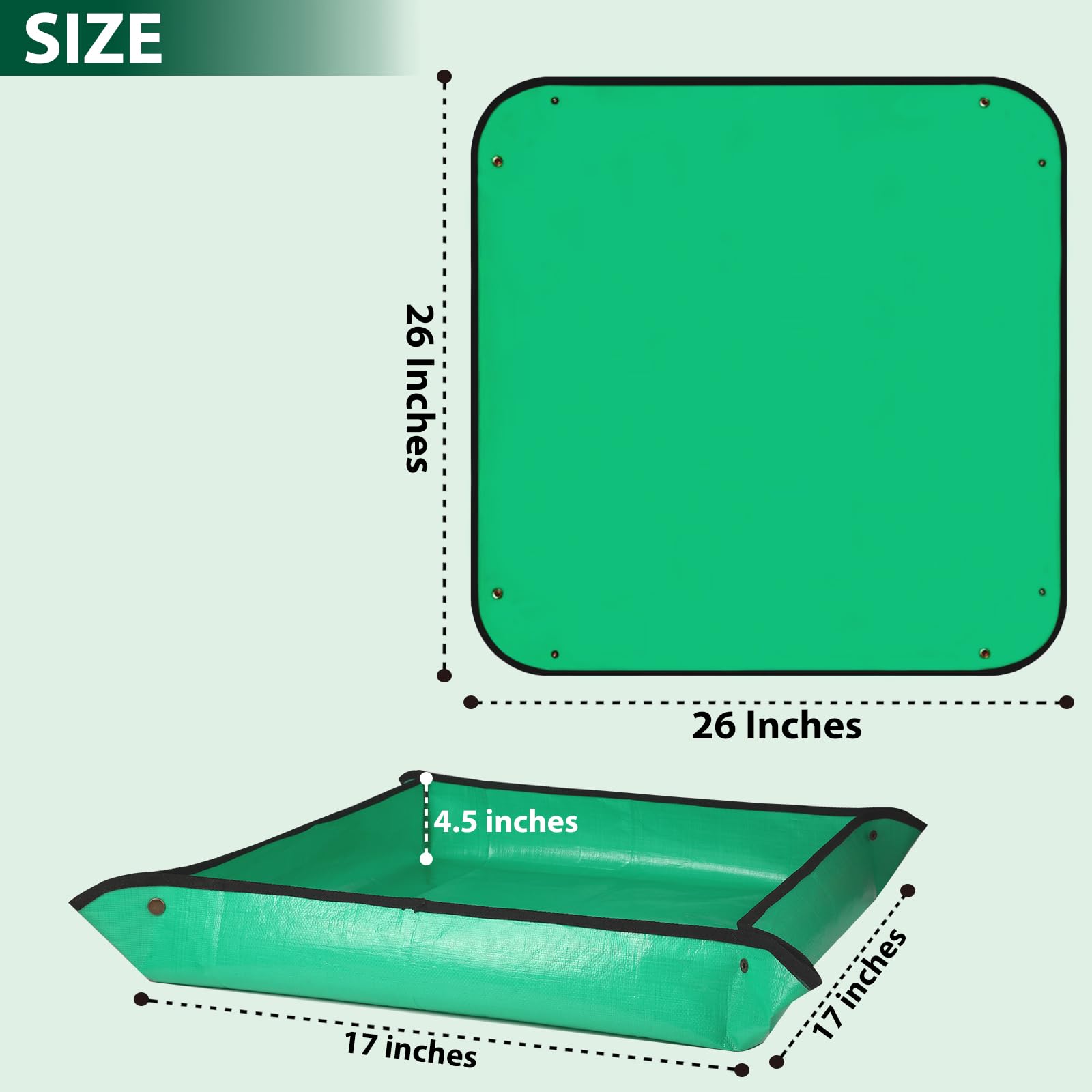LCHUANG Repotting Mat for Indoor Plant Transplanting - 26'' x 26'' Planting Soil Mess Control, Portable Succulent Potting Tray Waterproof Gardening Mat (Pale Green): 26 x 26"