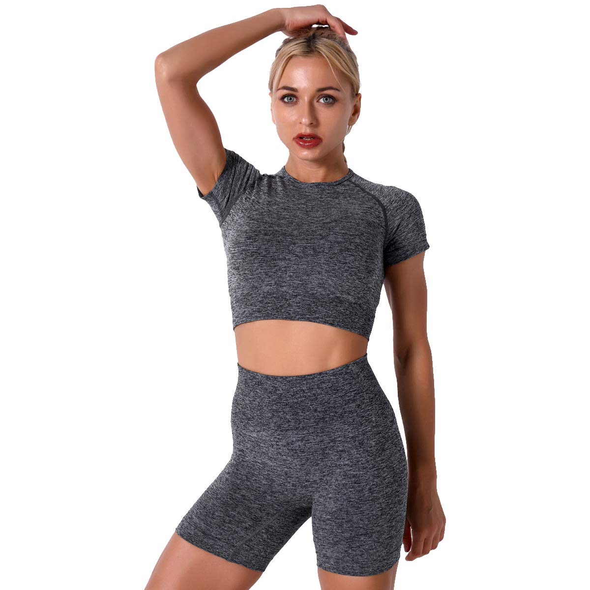 Women's Yoga Outfit Seamless Workout Set High Waist Exercise Shorts Pants with Sport Bra 3PCS Tracksuit Gym Tracksuits thumbnail 3