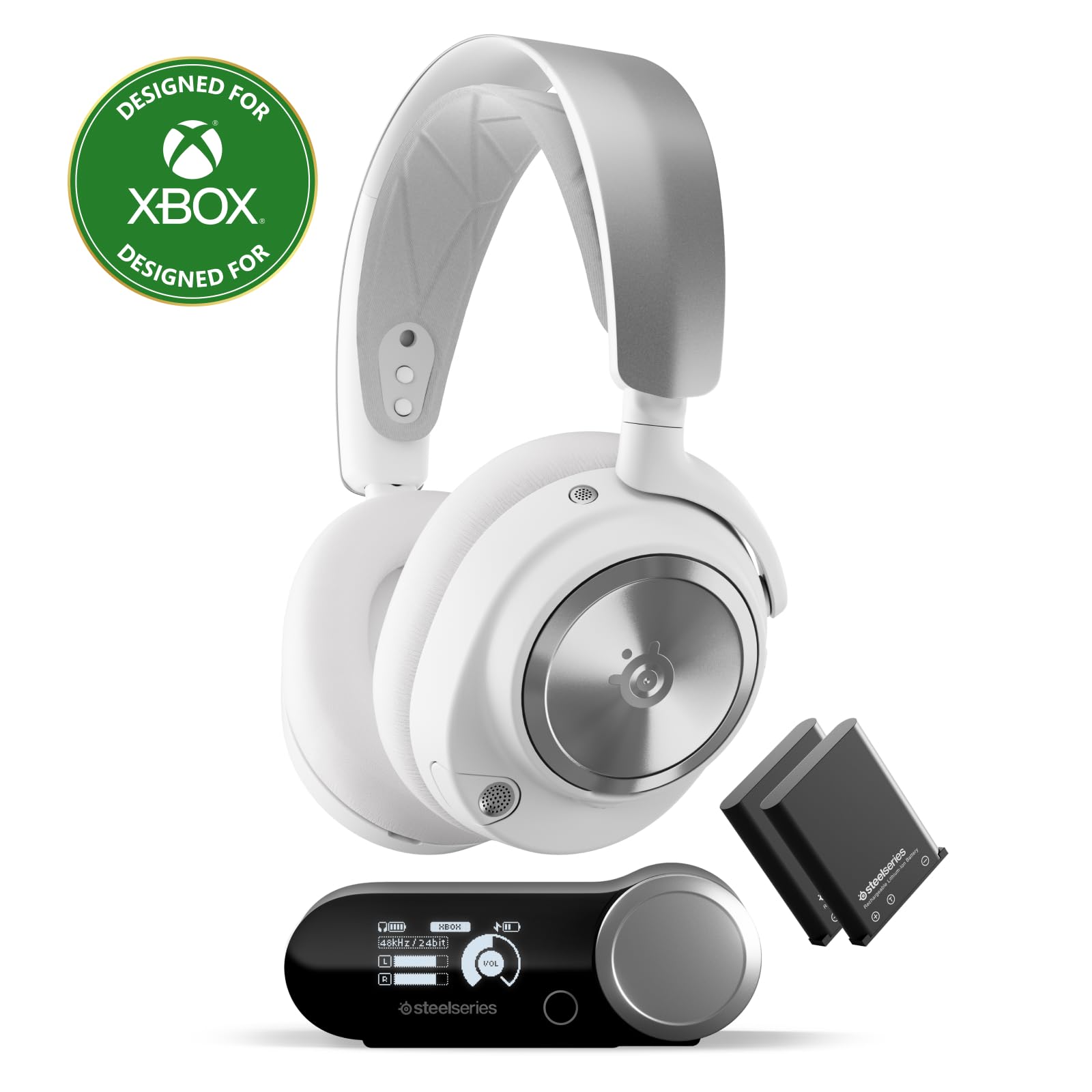 SteelSeries Arctis Nova Pro Wireless Xbox Multi-System Gaming Headset - Neodymium Magnetic Drivers - Active Noise Cancellation - Infinity Power System - Xbox, PC, PS5, PS4, Switch, Mobile - White: Xbox White
