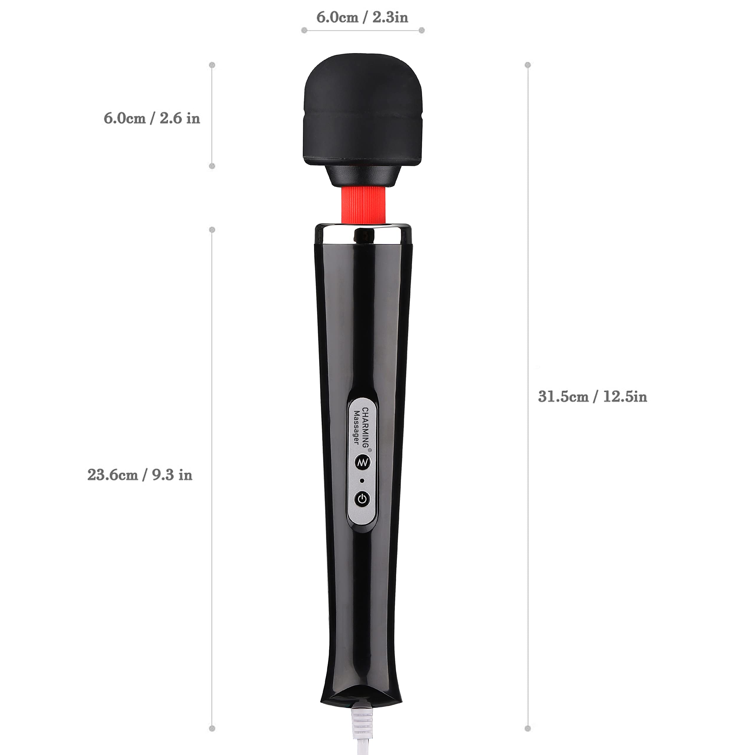 CHARMING Wired Powerful Handheld Massager with Strong 10 Vibrations Back Massage, Personal Therapy Massager for Sports Recovery, Muscle Aches, Full Body Pain (): Black