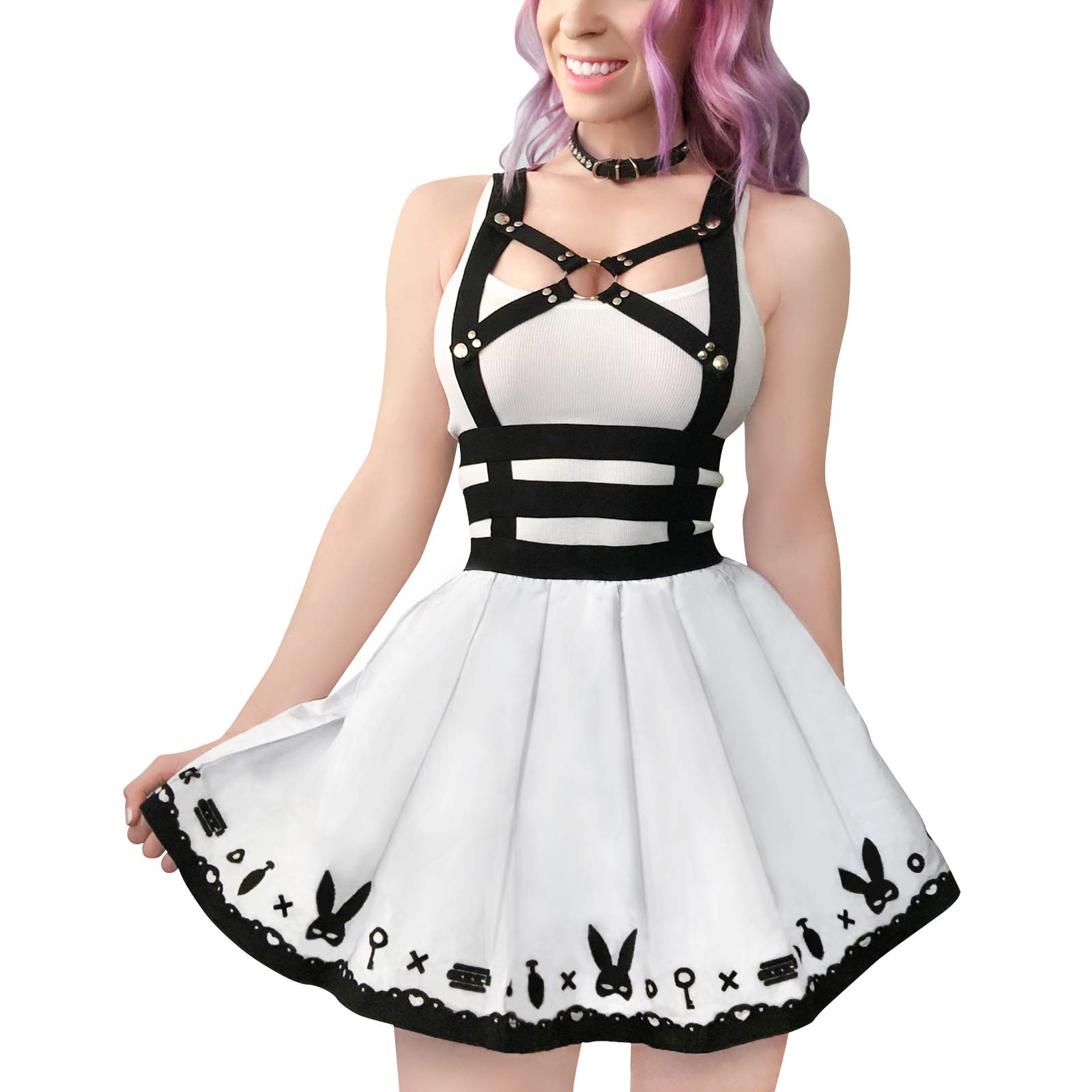 Littleforbig Overall Skirt Romper - Bunny Overall Skirt: Black Small