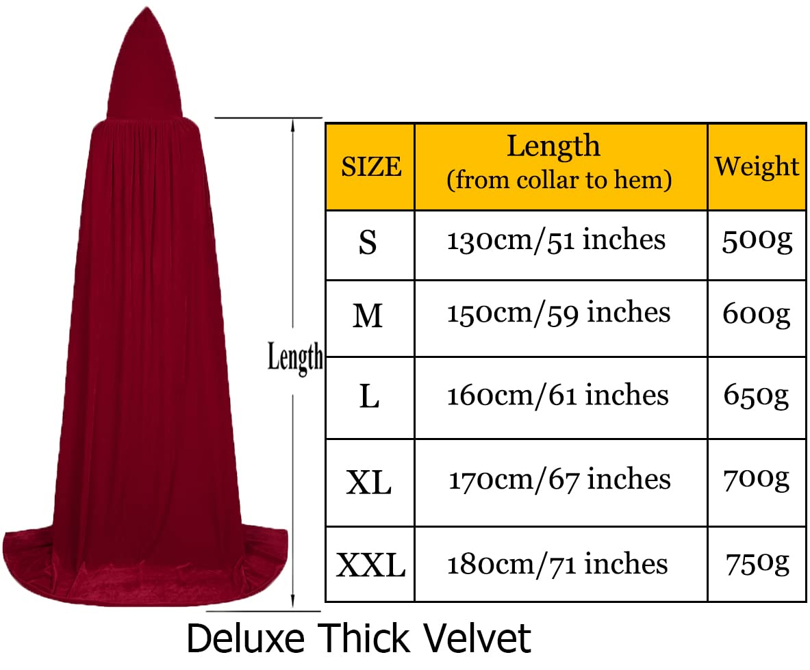 ALIZIWAY Hooded Cape Plus Size Deluxe Velvet Cosplay Cloak with Hood for Adults Halloween Christmas