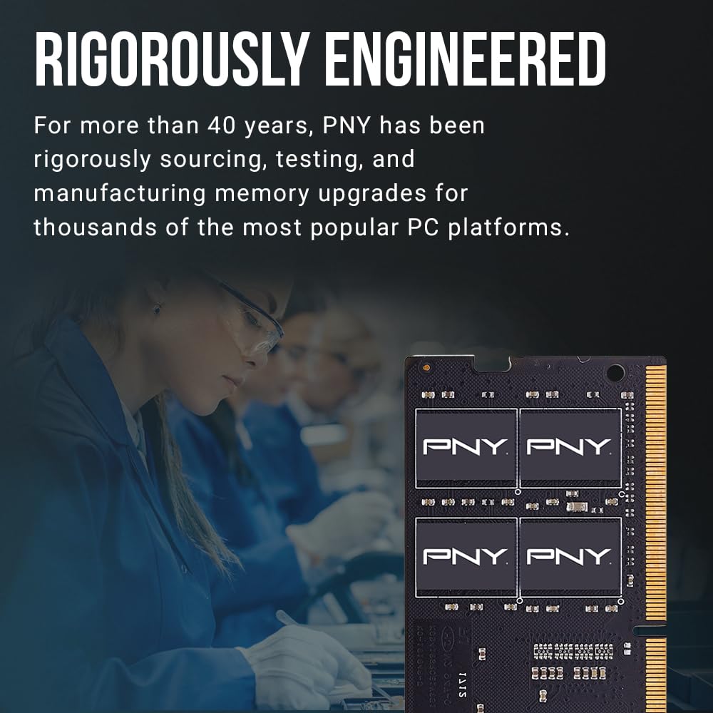 PNY Performance 64GB (2x32GB) DDR4 DRAM 3200MHz (PC4-25600) CL22 1.2V Dual Rank Notebook/Laptop (SODIMM) Computer Memory Kit – MN64GK2D43200-TB