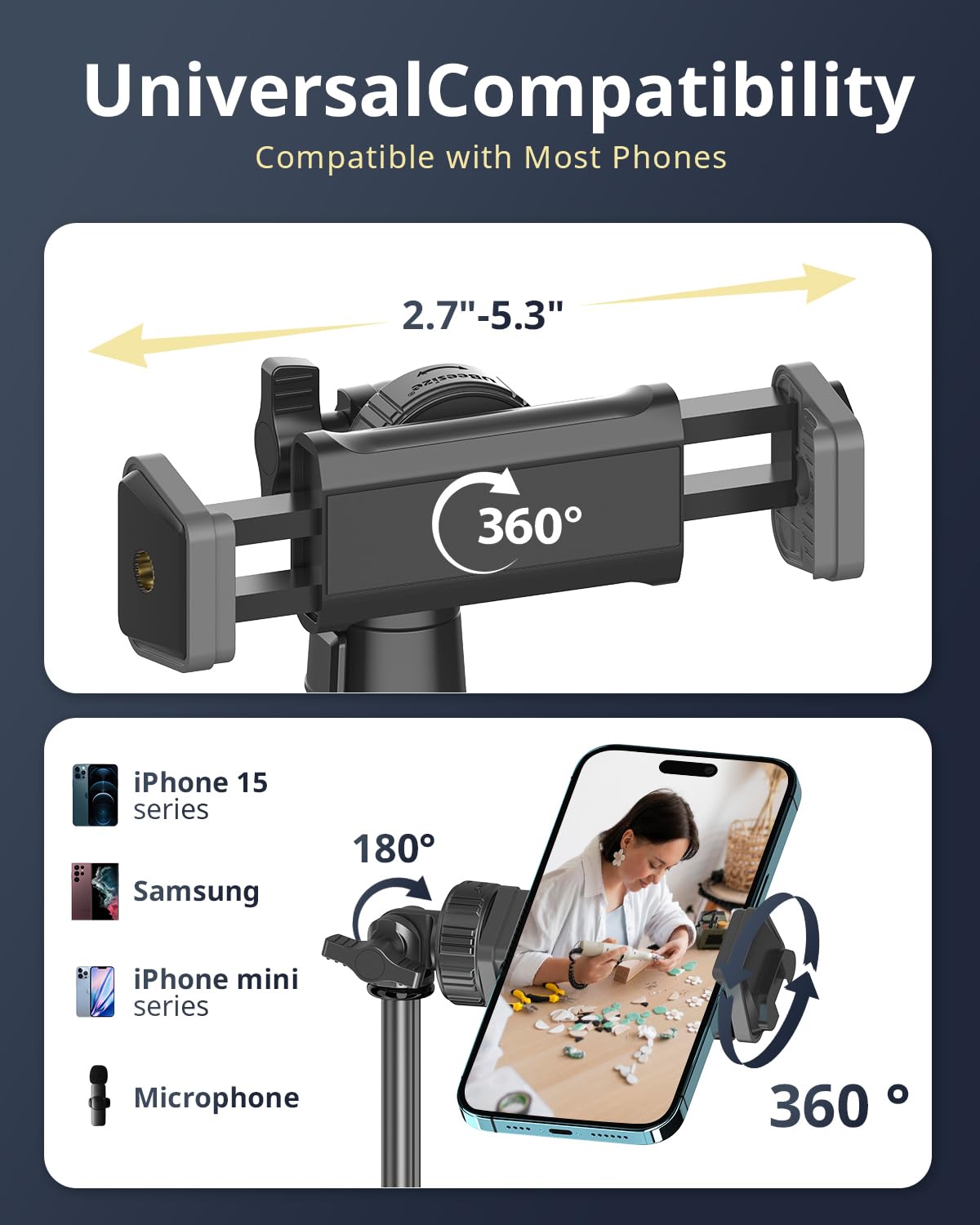UBeesize 12'' Selfie Ring Light with 62’’ Tripod Stand for Video Recording, Live Streaming(YouTube, Instagram, TIK Tok), Compatible with Phones, Cameras and Webcams: White,Warm,Daylight Black