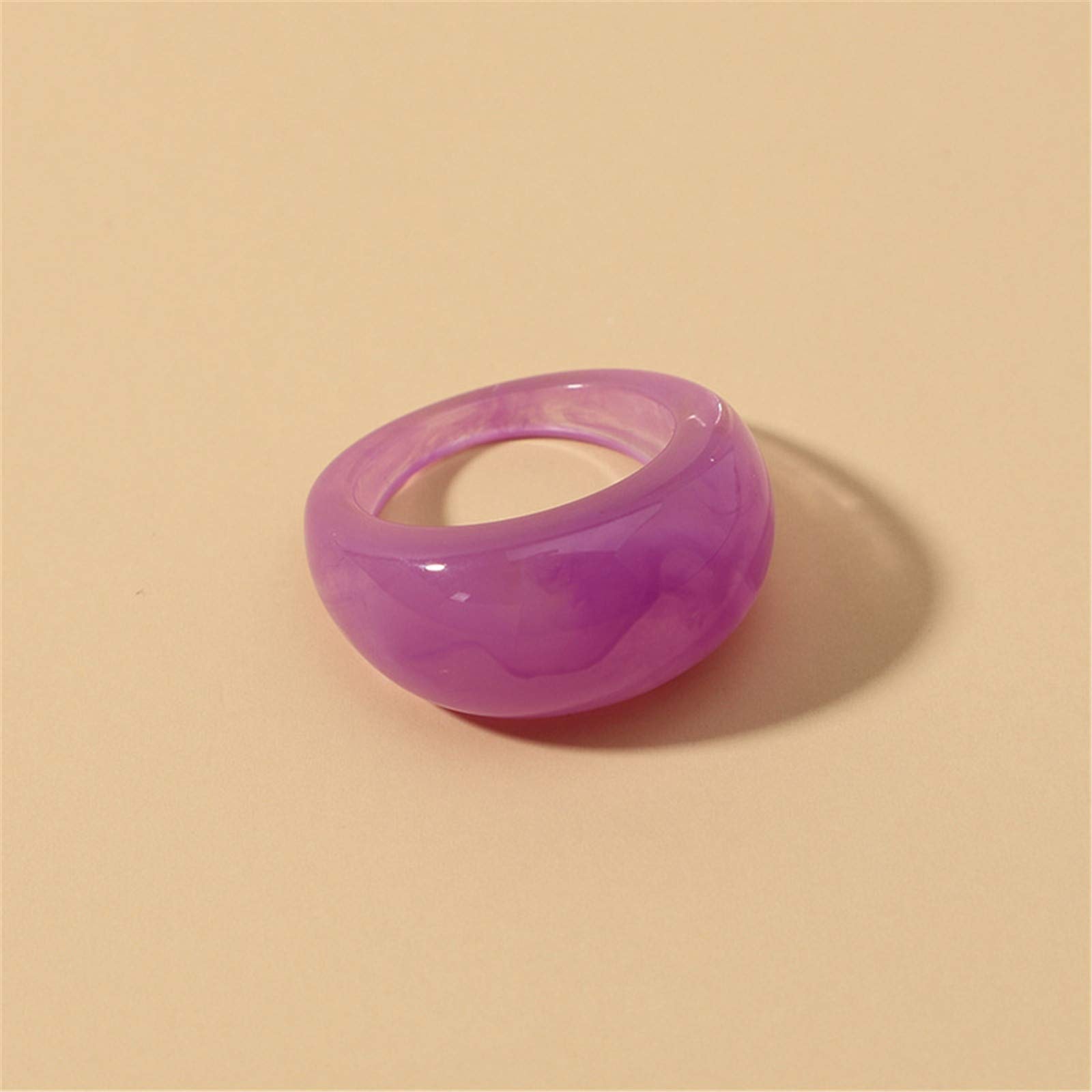 Set Resin Colorful Wide Thick Dome Knuckle Finger Stackable Joint Ring Retro Acrylic Transparent Vintage Jewelry Party Elegant Handmade Gift Diameter 18mm Stylish Bold thumbnail 5