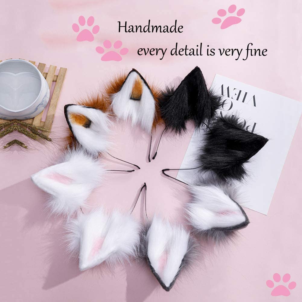 QinRuan Fox Cat Long Fur Ears Hair Headwear Wolf Animal Anime Halloween Cosplay Costume: Orange