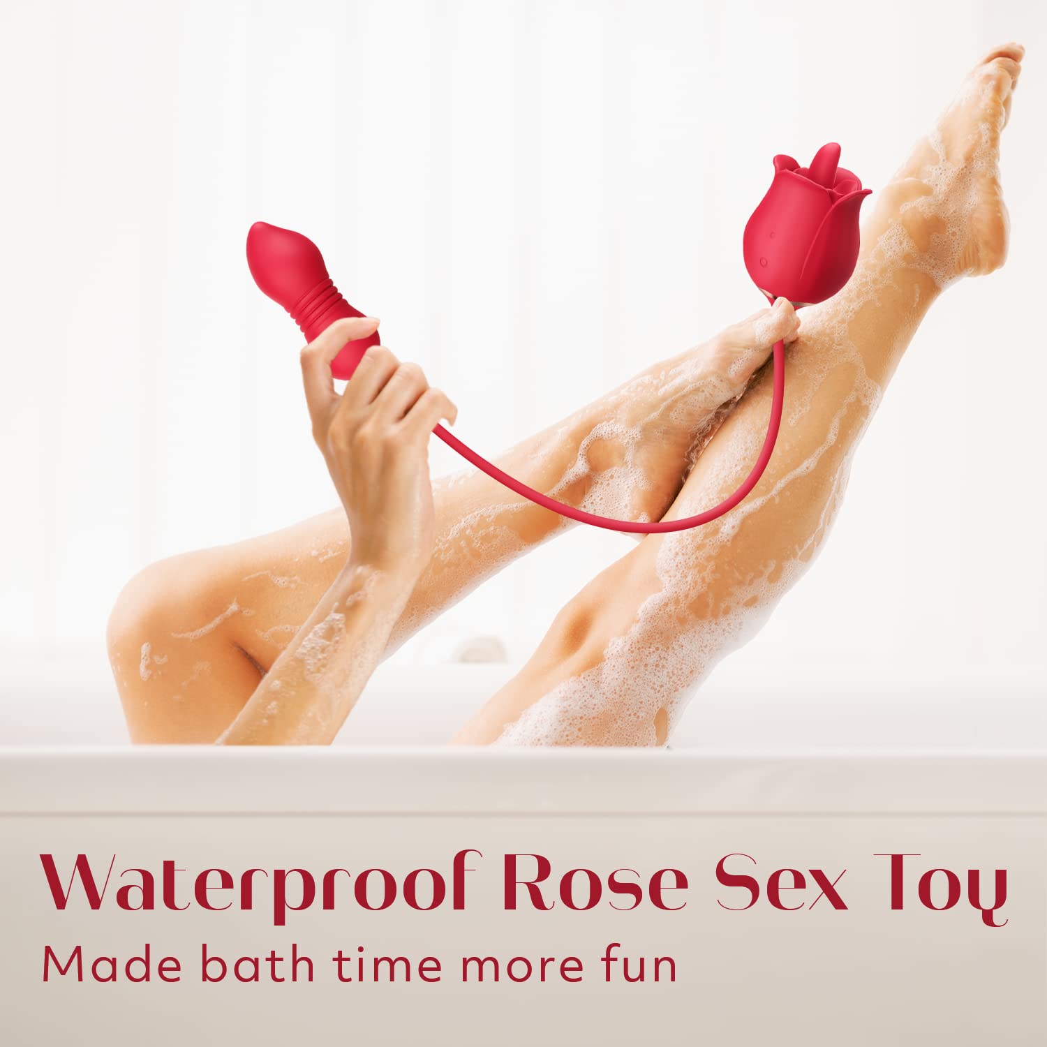 Sex Toys Rose Vibrator Dildo - MOOLIGIRL 4IN1 Adult Toys for Women with 9 Tongue Licking & Thrusting Dildos G Spot Vibrators, Anal Rose Sex Toy Nipple Clitoral Stimulator Licker for Female Couples: A-Red
