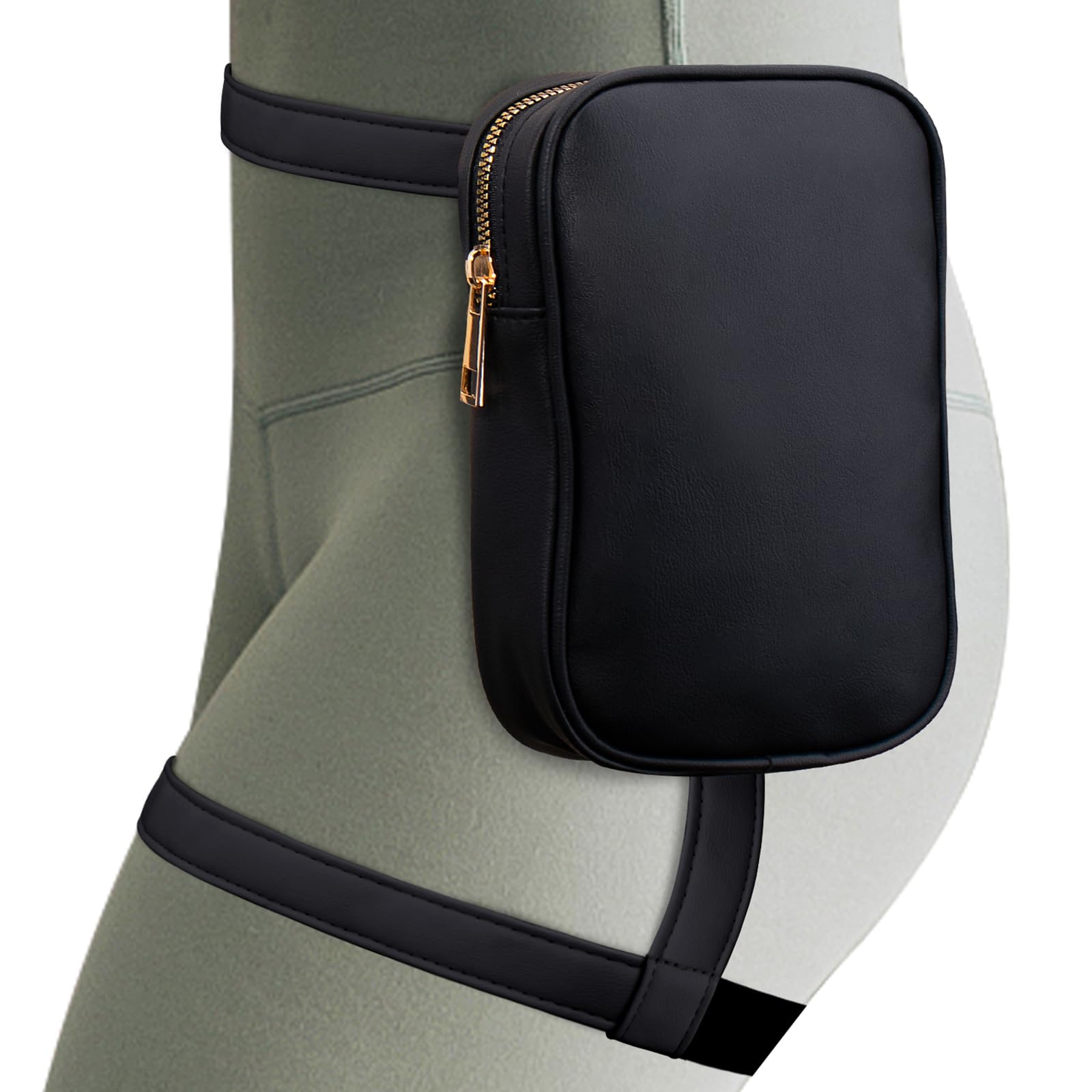 Peicees Womens Drop Leg Bag with Leg Strap Leather Thigh Bag for Motorcycle Costume Accessories Fashion Fanny Bag Belt Pouch: Black