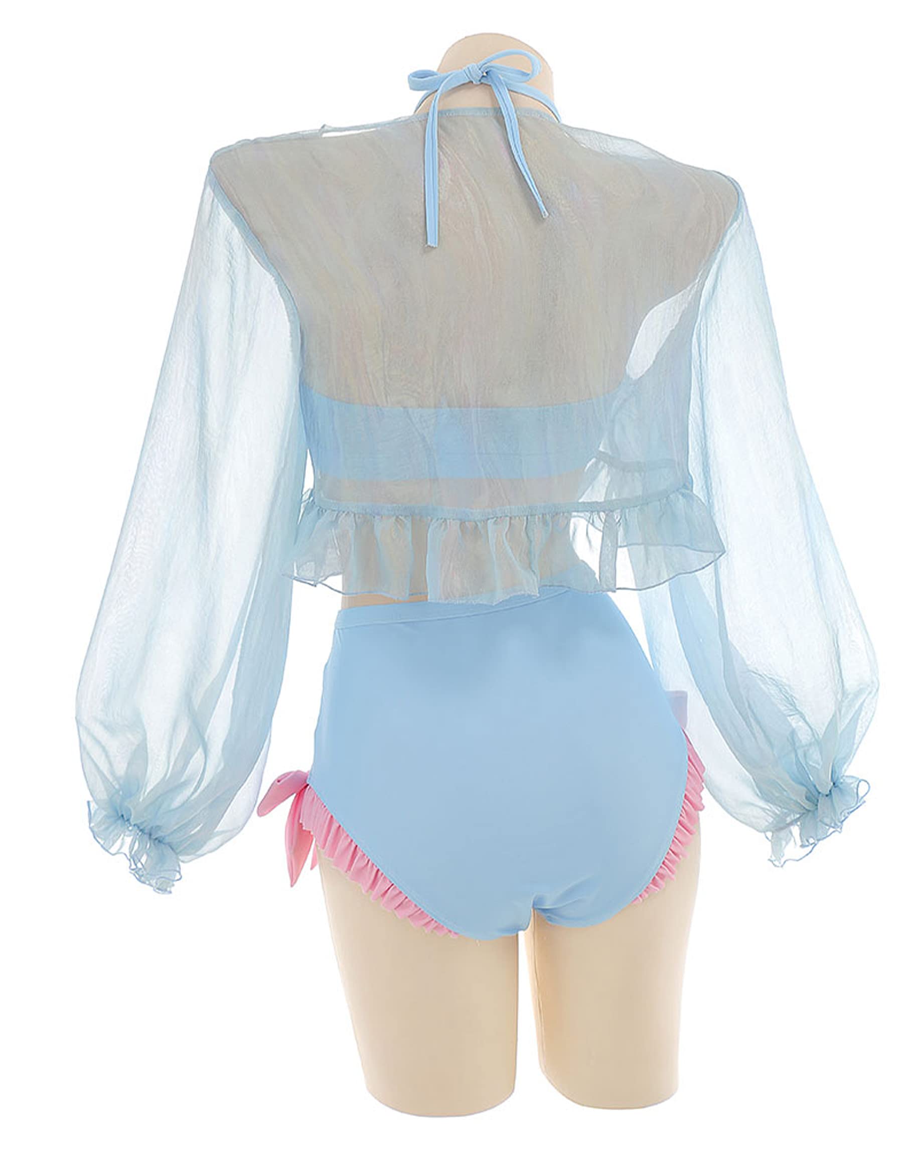 haikyuu Women Anime Bunny Bikini Set with Cover up Kawaii Two Piece Swimsuit Lace-up Bathing Suit