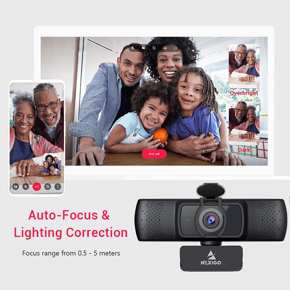 NexiGo N60 1080P Webcam with Microphone, Adjustable FOV, Zoom, Software Control & Privacy Cover, USB HD Computer Web Camera, Plug and Play, for Zoom/Skype/Teams, Conferencing and Video Calling: 1080P Autofocus Webcam