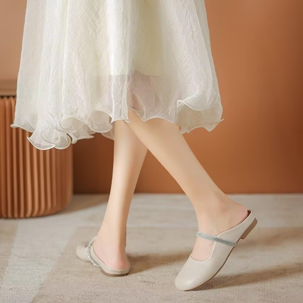 VFDB Women Mules Elegant Dressy Flats Closed Toe Microfiber Leather Shoes Adjustable Buckle Strap Mary Jane Casual Office Shoes thumbnail 7