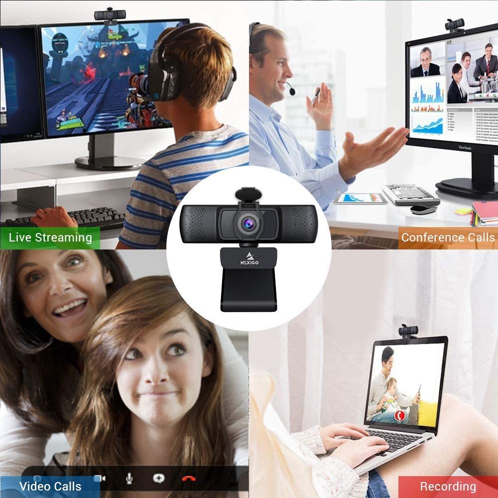 NexiGo N60 1080P Webcam with Microphone, Adjustable FOV, Zoom, Software Control & Privacy Cover, USB HD Computer Web Camera, Plug and Play, for Zoom/Skype/Teams, Conferencing and Video Calling: 1080P Autofocus Webcam