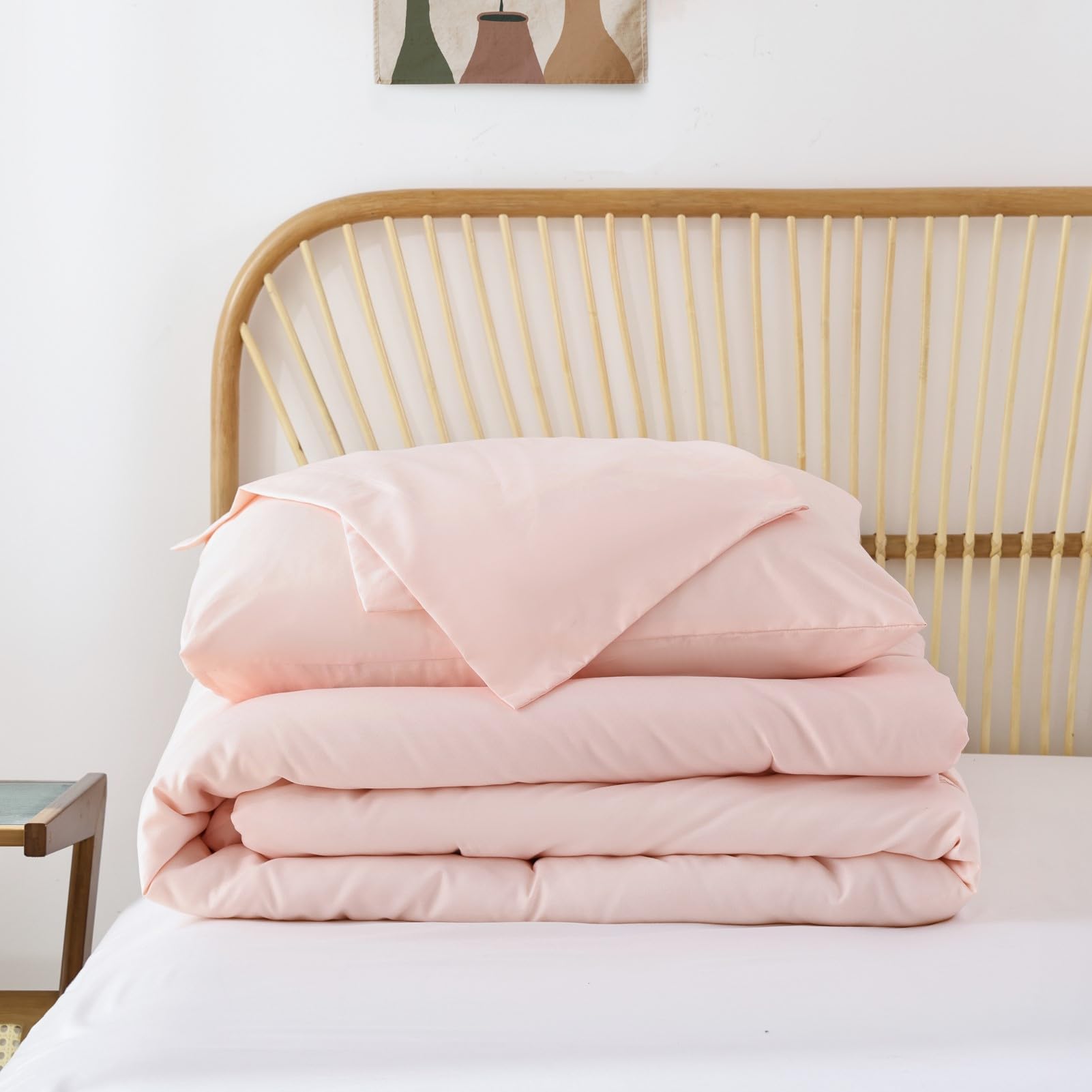 ROSGONIA Queen Comforter Set Oatmeal, 3pcs(1 Boho Oatmeal Comforter & 2 Pillowcases) All Season Soft Bedding Lightweight Bedspread Blanket Quilt: Queen Comforter 90"x90" Blush