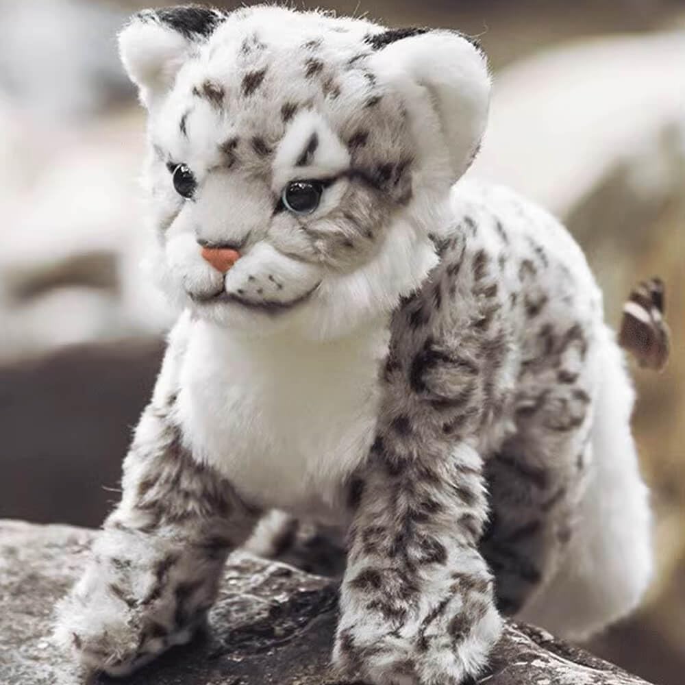 keaiart-ly Snow Leopard Stuffed Animals Plush Toy, 18 Inches Realistic White Leopard Plushies