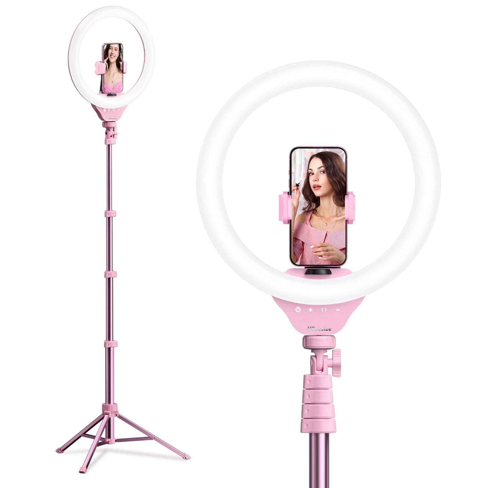UBeesize 12'' Selfie Ring Light with 62’’ Tripod Stand for Video Recording, Live Streaming(YouTube, Instagram, TIK Tok), Compatible with Phones, Cameras and Webcams - Image 1