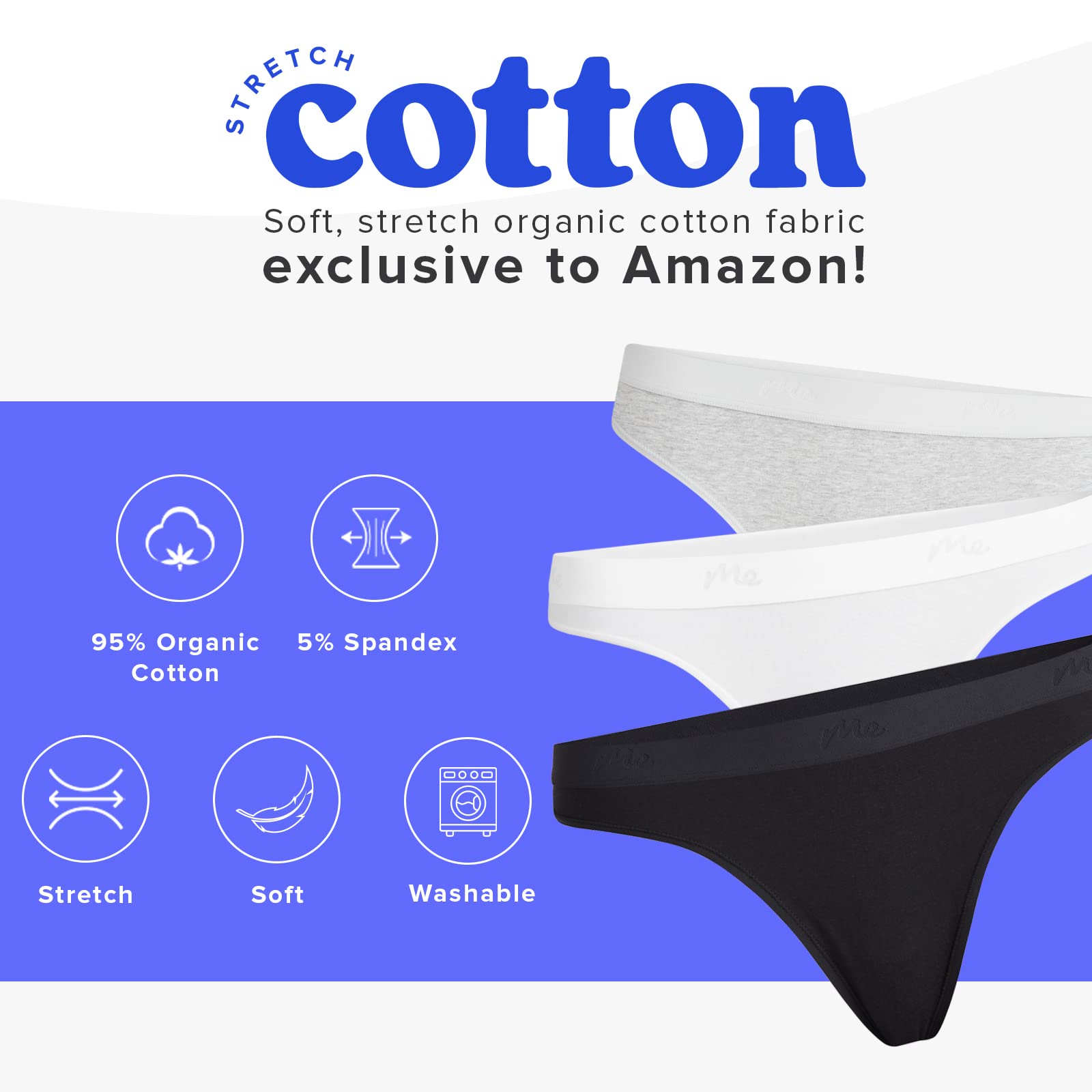 MeUndies – Women’s Stretch Cotton Mid Rise Thong - Comfortable Panties –Amazon Exclusive Fabric thumbnail 2