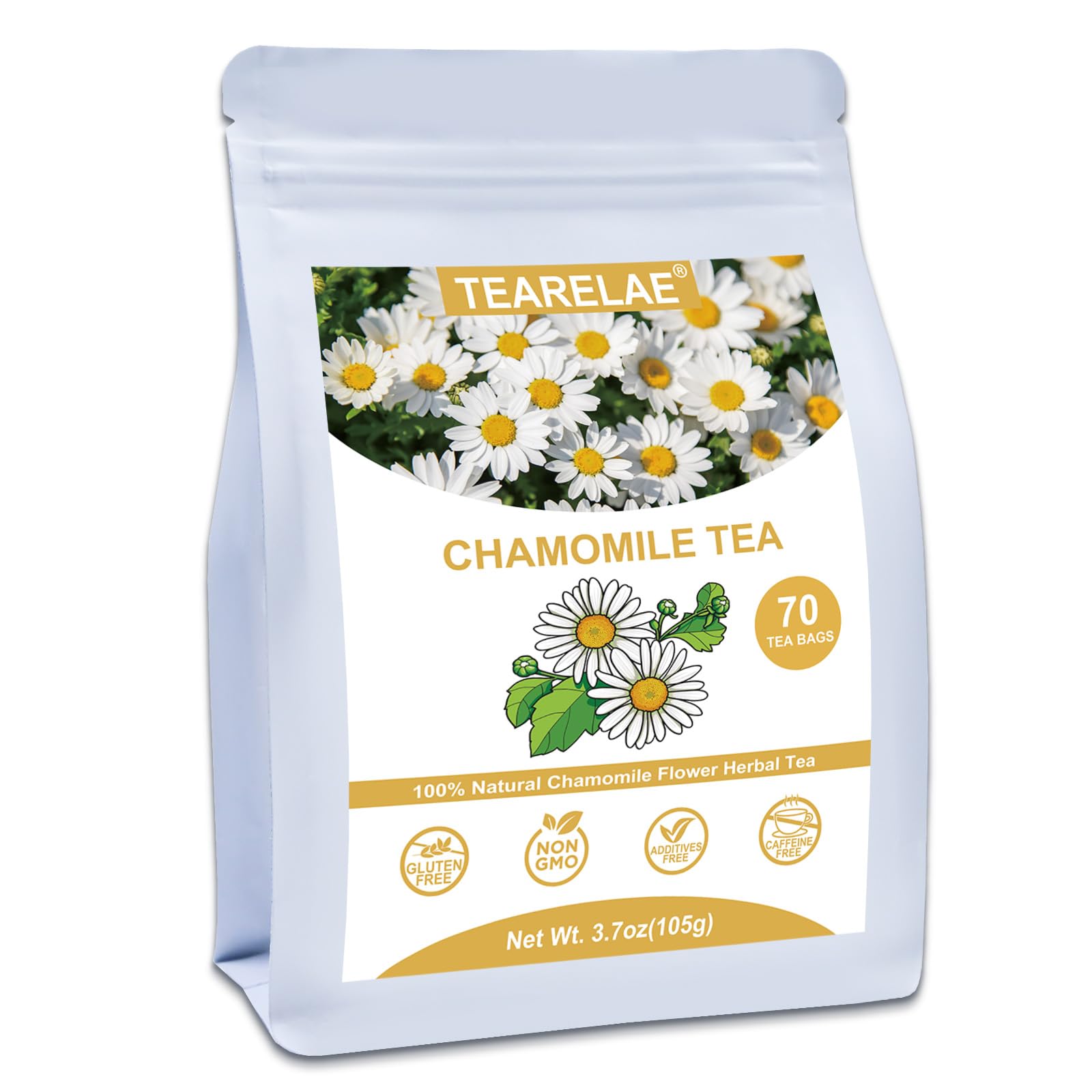 TEARELAE - Ginseng Tea, 40 Count - Pure Ginseng Root Tea Bags - Smooth Flavor - Boost Energy and Focus - Non-GMO - Caffeine-Free
