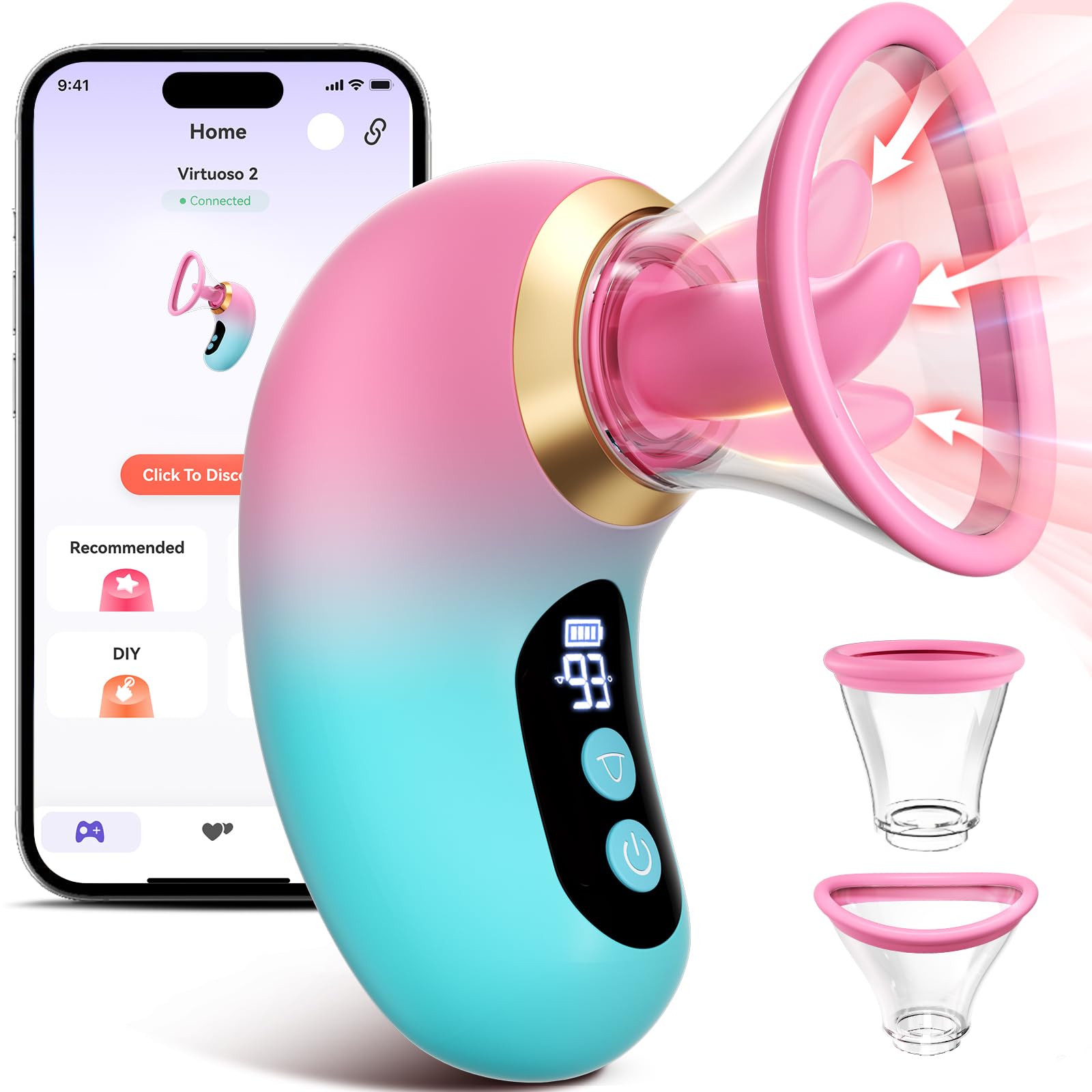Gasevimo Sex Toys Rose Sex Toy Vibrator Rose Adult Toy Adult Toys for Women 3 Sucking, 9 Tongue Licking & Vibrating Vibrators, LCD Display Removable Cup Woman Female Couples Sex Toys G Spot Vibrators: Pink Blue