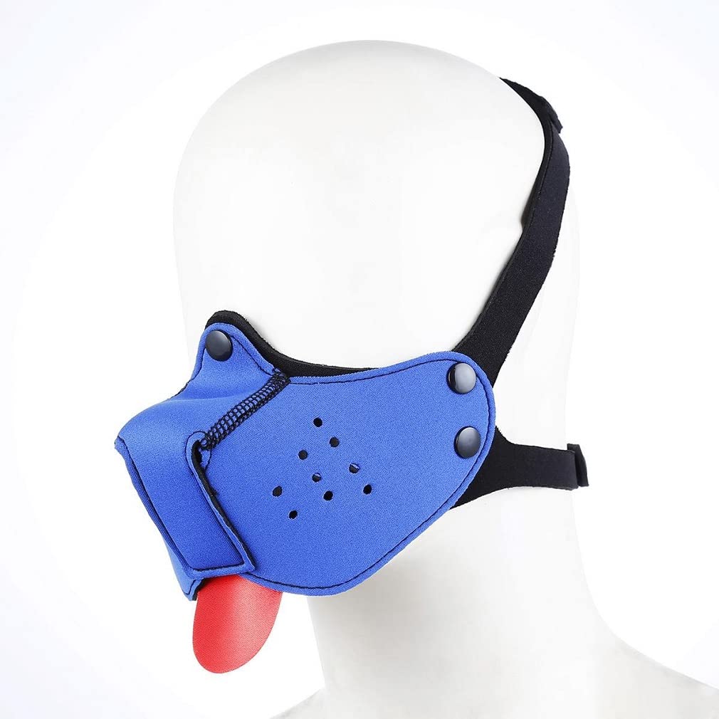 Neoprene Puppy Face Muzzle Dog Hood Mask Play Hoods: Blue