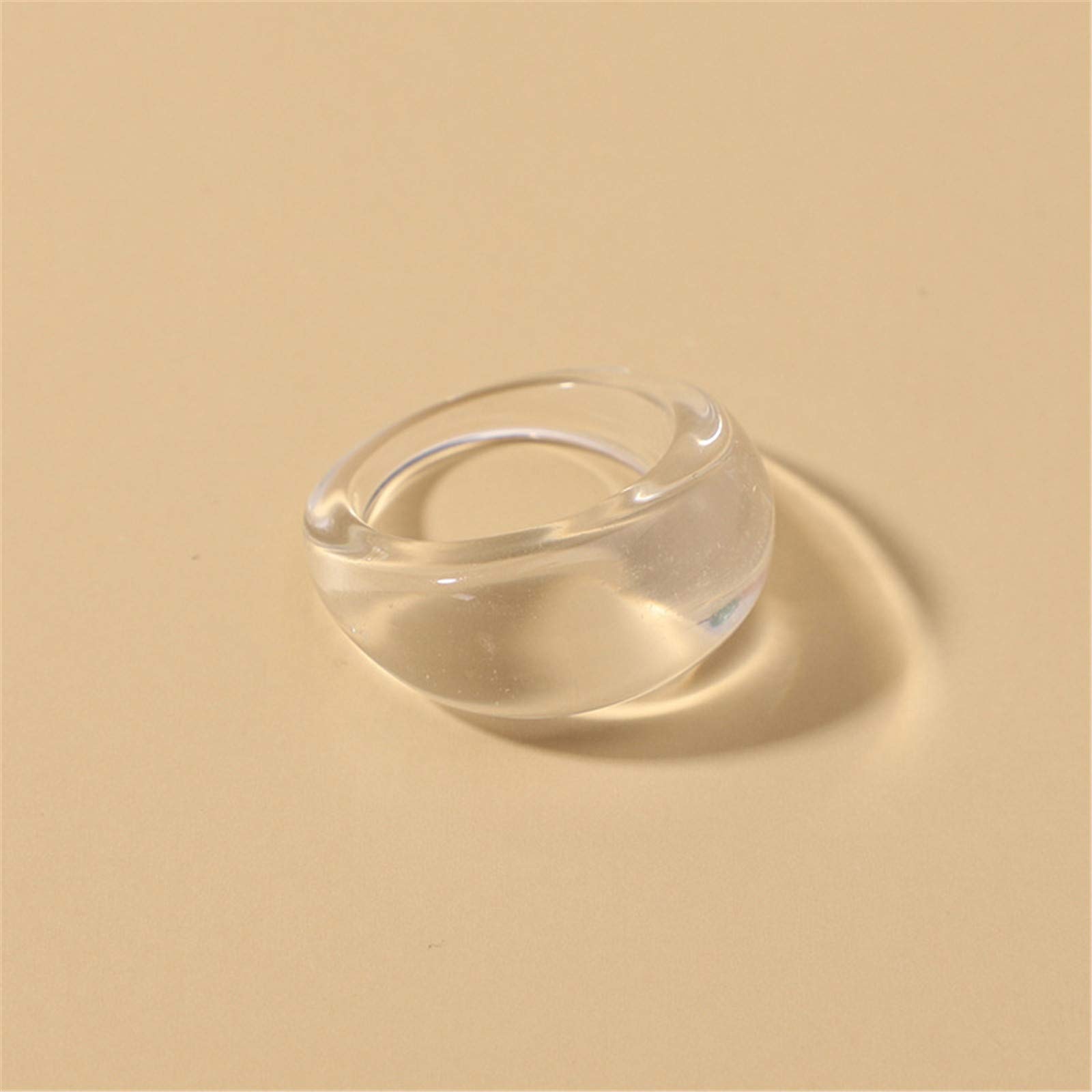 Set Resin Colorful Wide Thick Dome Knuckle Finger Stackable Joint Ring Retro Acrylic Transparent Vintage Jewelry Party Elegant Handmade Gift Diameter 18mm Stylish Bold thumbnail 4