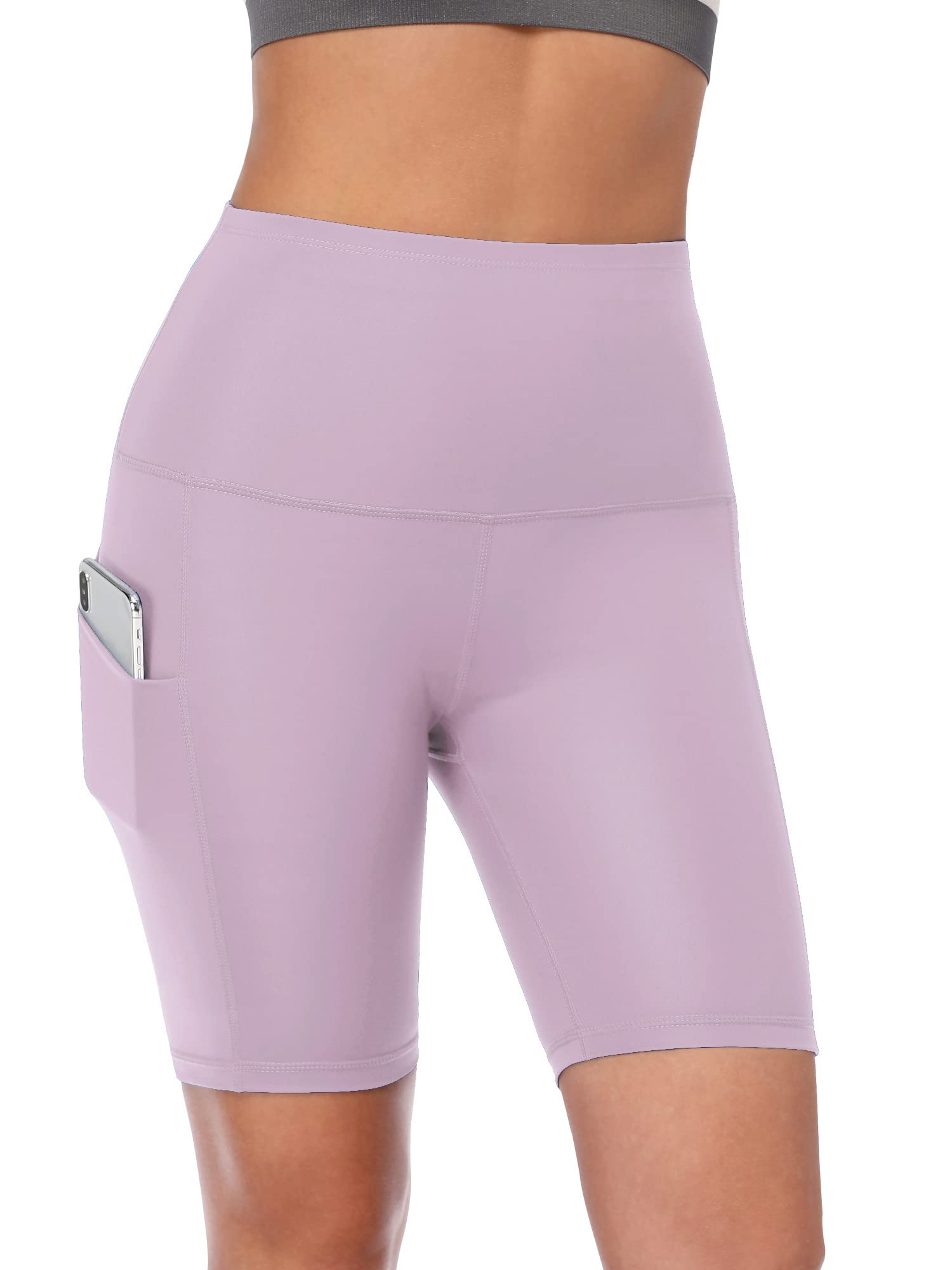 CADMUS Women's High Waist Spandex Yoga Shorts for Bike Running Two Side Pockets