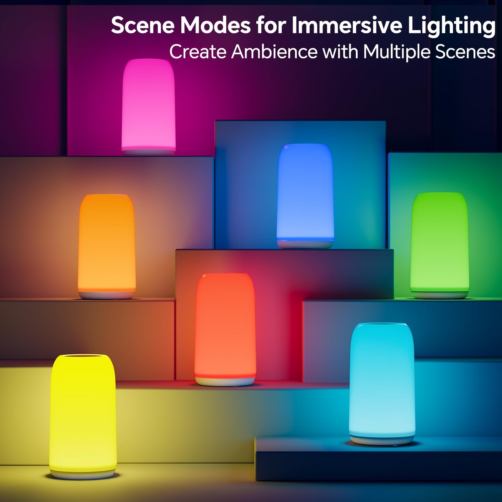 ROOTRO Touch Bedside Table Lamp, [Sleek Design & RGB Mode] 3 Way Dimmable Small Lamp for Bedroom, LED Lamp with Warm  Lights, Multi-Color Smart Nightstand Lamp for for Living Room Home Gifts - Image 5