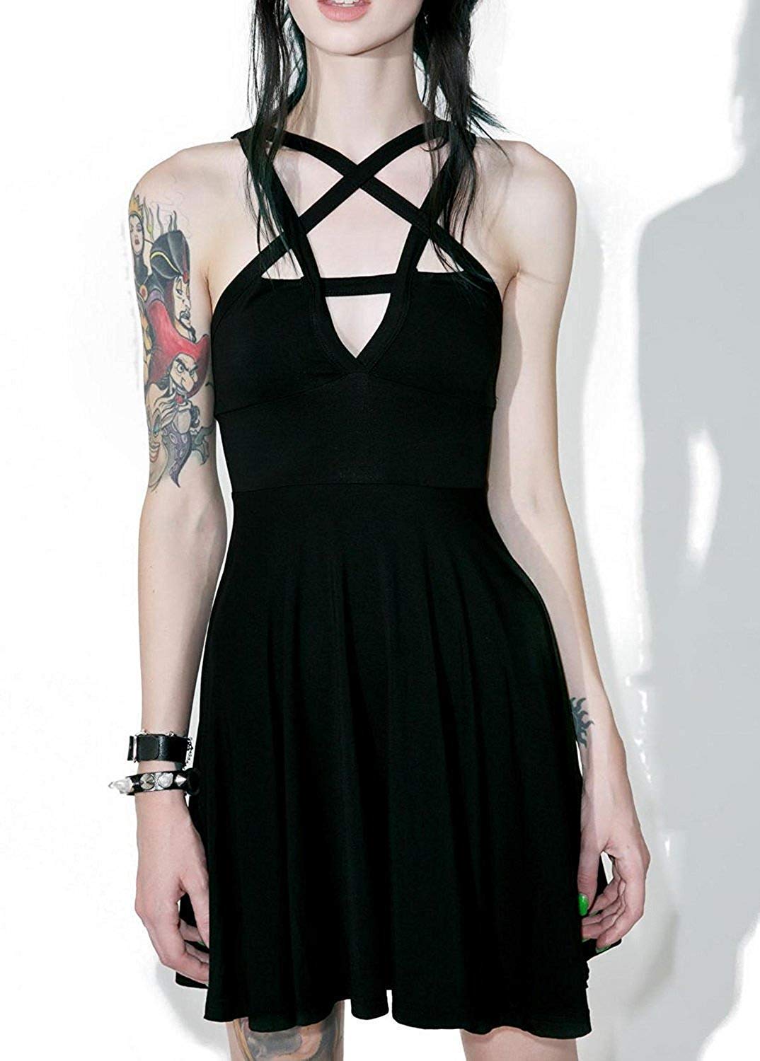 Fashion Dress Gothic Vintage Romantic Casual Goth Dress for Women: Small Black