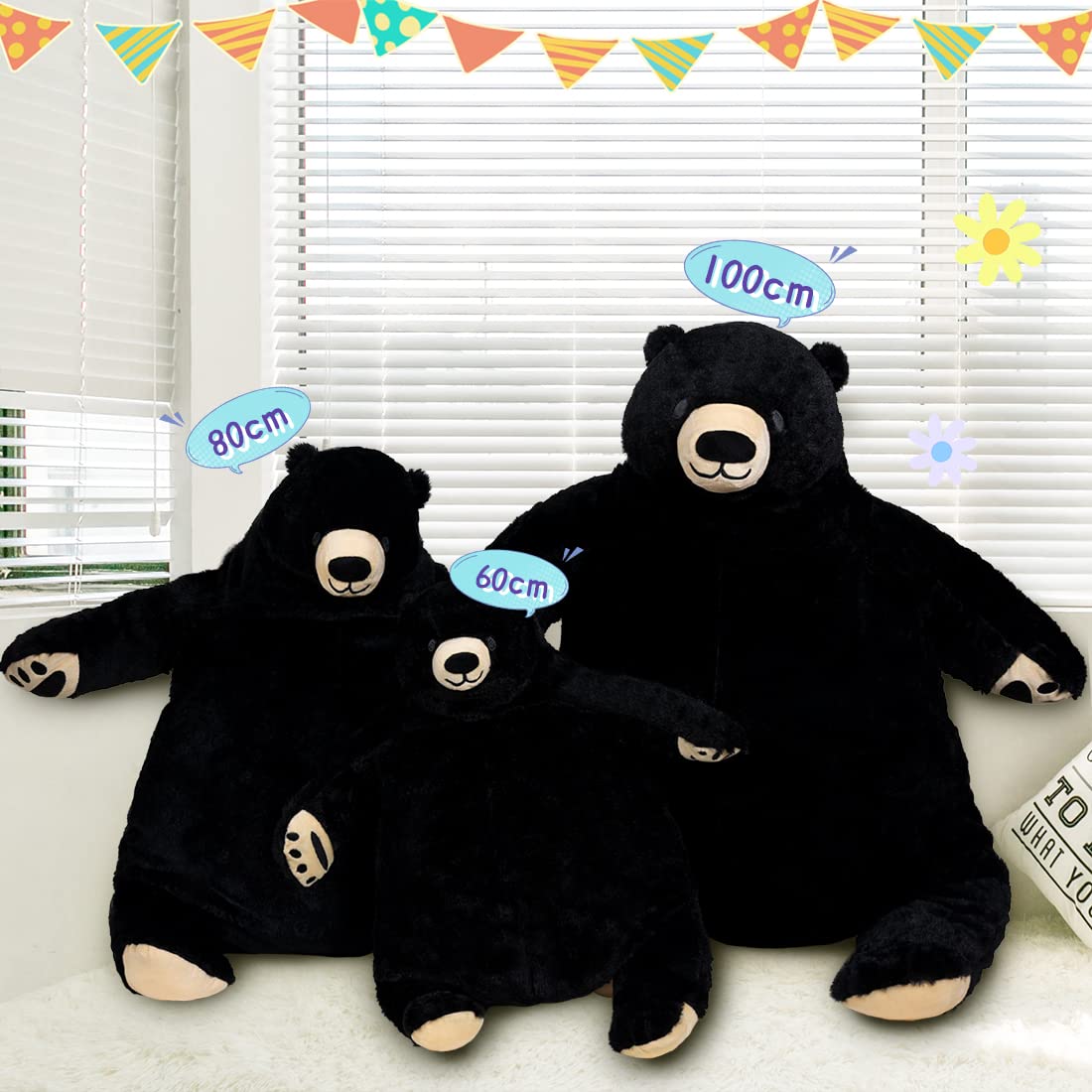 SNOWOLF Djungelskog Bear Giant Simulation 100 cm Bear Toy Stuffed Animal Plush Doll Huge Cuddly Dark Brown Teddy Bear for Home Decoration Valentine's Birthday Gift, 39.3 in/100 cm