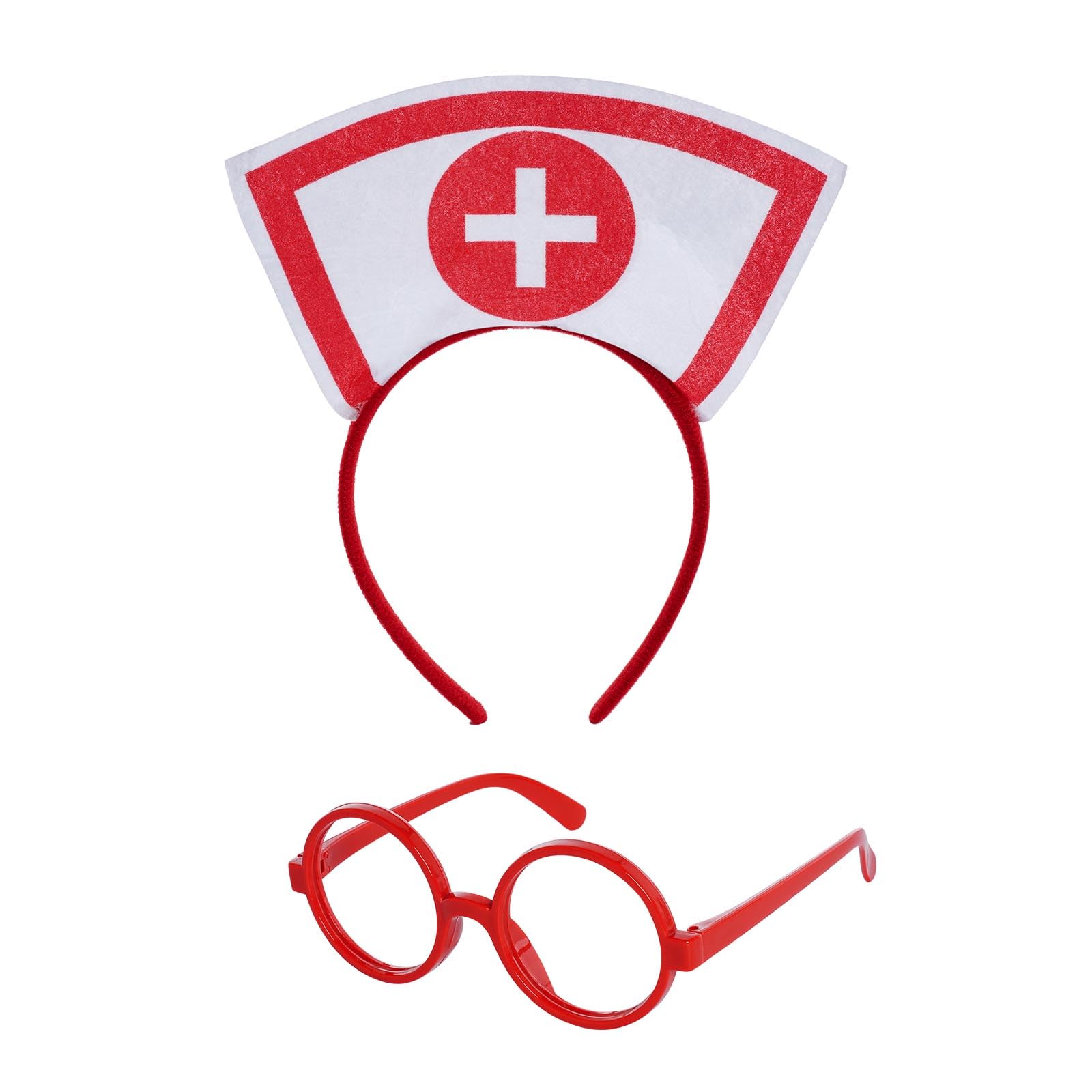 mifengda Nurse Costume Halloween Women Costume Accessories Red Nurse Hat Headband Cosplay Outfit Set Includes Headband Glasses Stethoscope High Sock for Halloween Cosplay Party: mifengda Nurse Costume Halloween Women Costume Accessories Red Nurse Hat Headband Cosplay Outfit Set Includes Headband Glasses Stethoscope High Sock for Halloween Cosplay Party