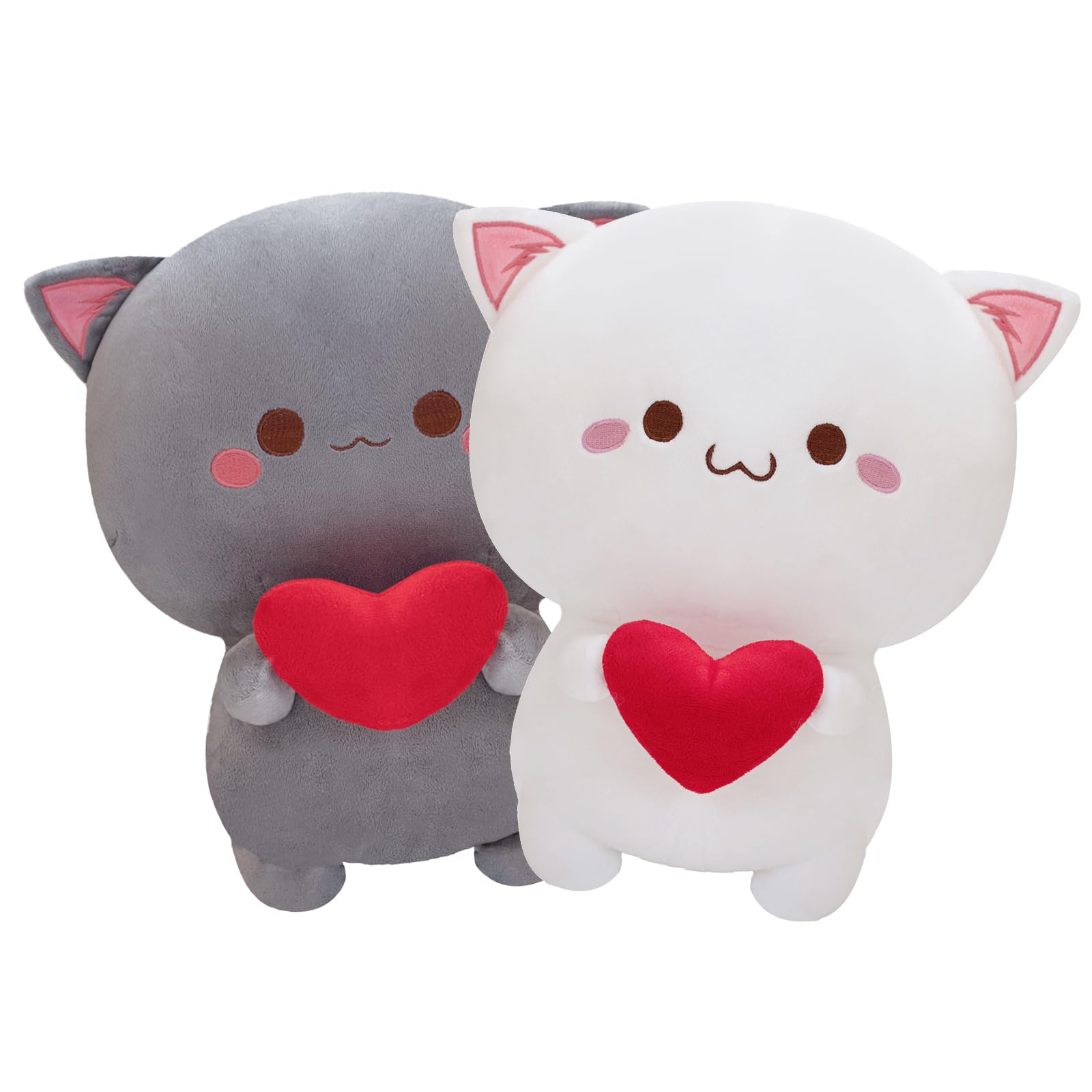 Alwoligag Cute Cat Plush Toy, Super Soft White Cat Plush Toy, Plush Cat Stuffed Animals, Valentine's Day Birthday Gift, Sweet Romantic Cute Cat Plush Toy(13.9 inch): Grey and White 13.9 inch