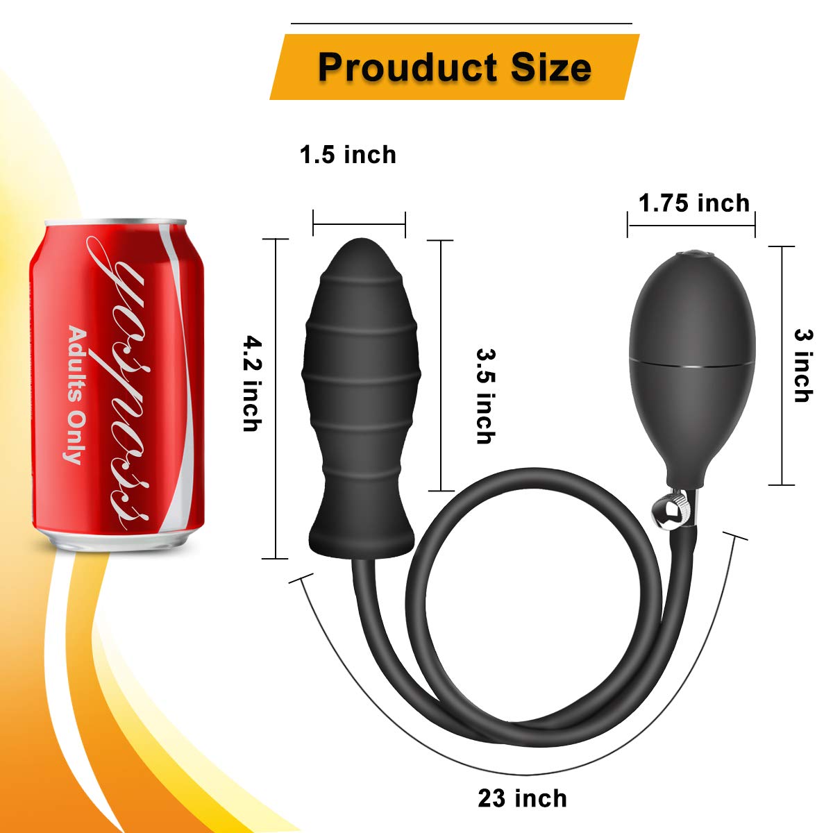 Silicone Expand Inflatable Anal Plug - Body-Safe Medical Grade Waterproof Butt Sex Toy for Male, Female and Beginners (Black Classic Style): Rippled Style