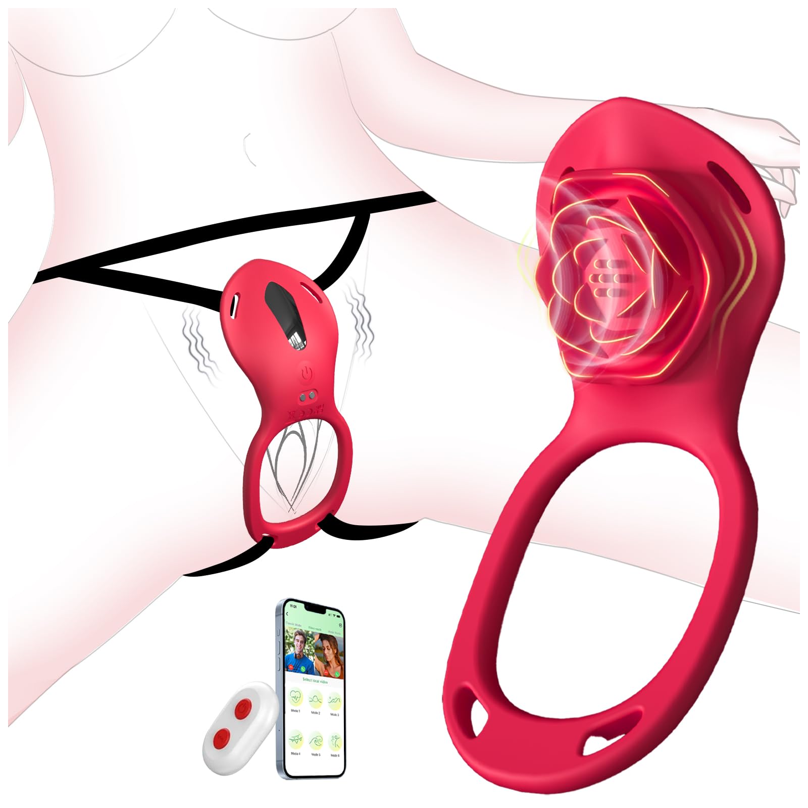 Couples Rose App Remote Control Wearable Vibrator, Couple Women Adult Sex Toys Games for Men, Hands Free Panty Clitoris Vibrator Vibrating Cock Ring, ZOOPLOU BDSM Female Sex Toy Clitoral Stimulator