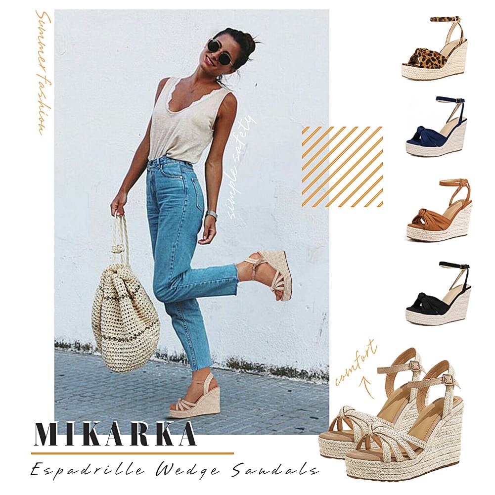 mikarka Sandals for Women, Platform Ankle Strap Womens Sandals Open Toe Espadrille Wedge Sandals for Women Concise Casual Summer Womens Shoes - Image 2