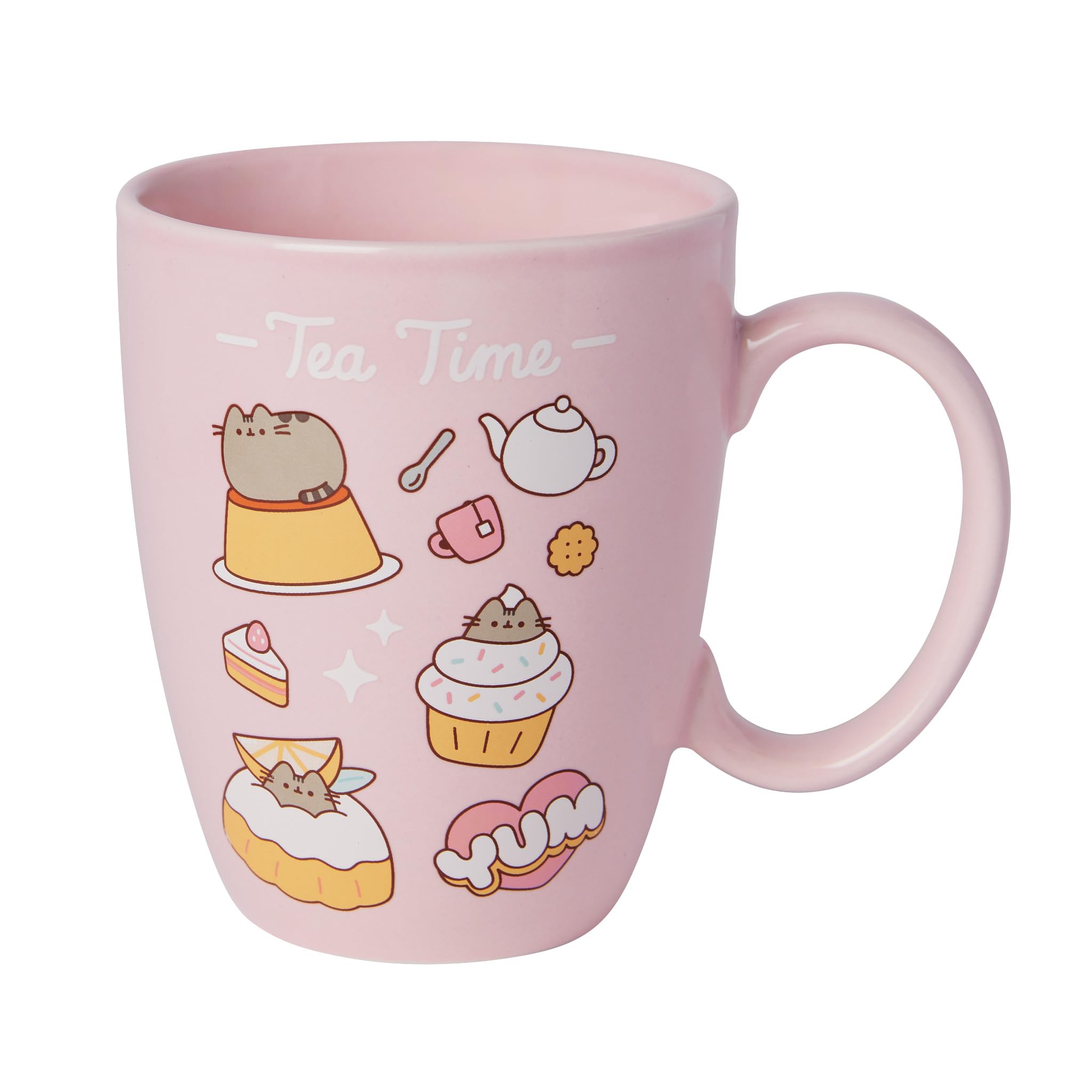 Enesco Pusheen the Cat Tea Time Graphics Coffee Mug, 12 Ounce, Pink