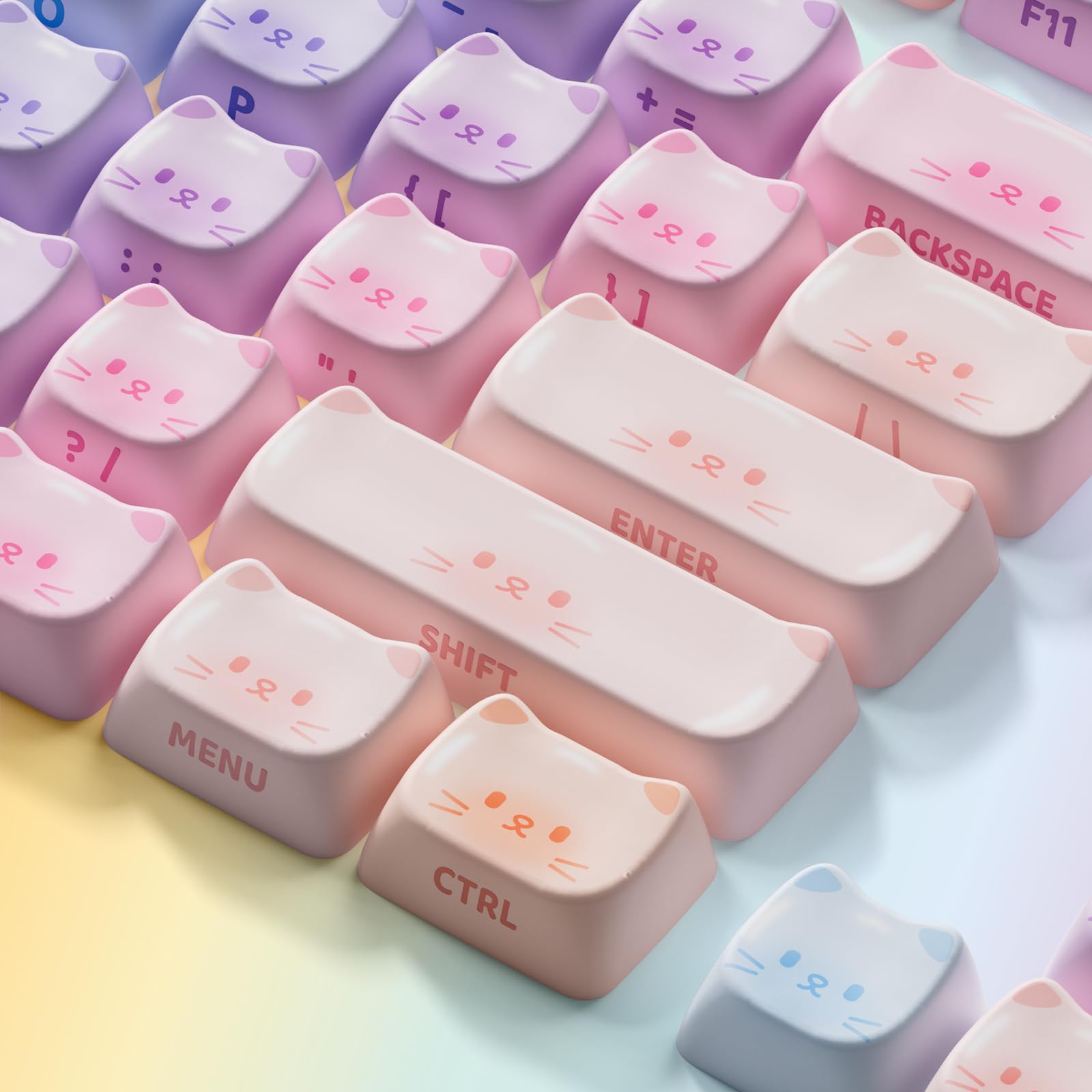 Akko PBT Keycaps Set,  Keycap Mao Profile 142-Key Keycaps for Mechanical Keyboards: Colorful Cats
