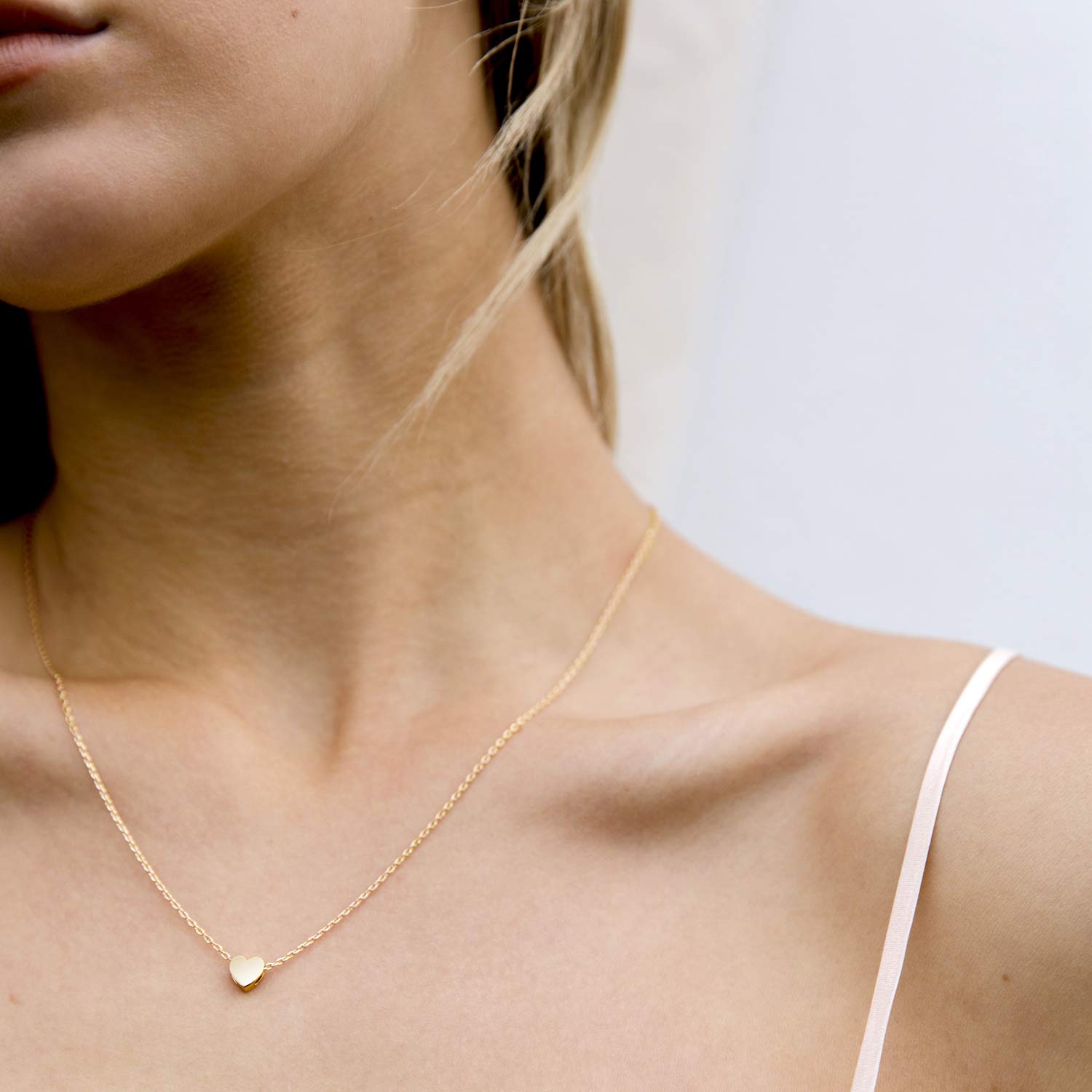 PAVOI 14K Gold Plated Cubic Zirconia Heart Necklace | Cute Dainty Love Pendant Necklaces for Women