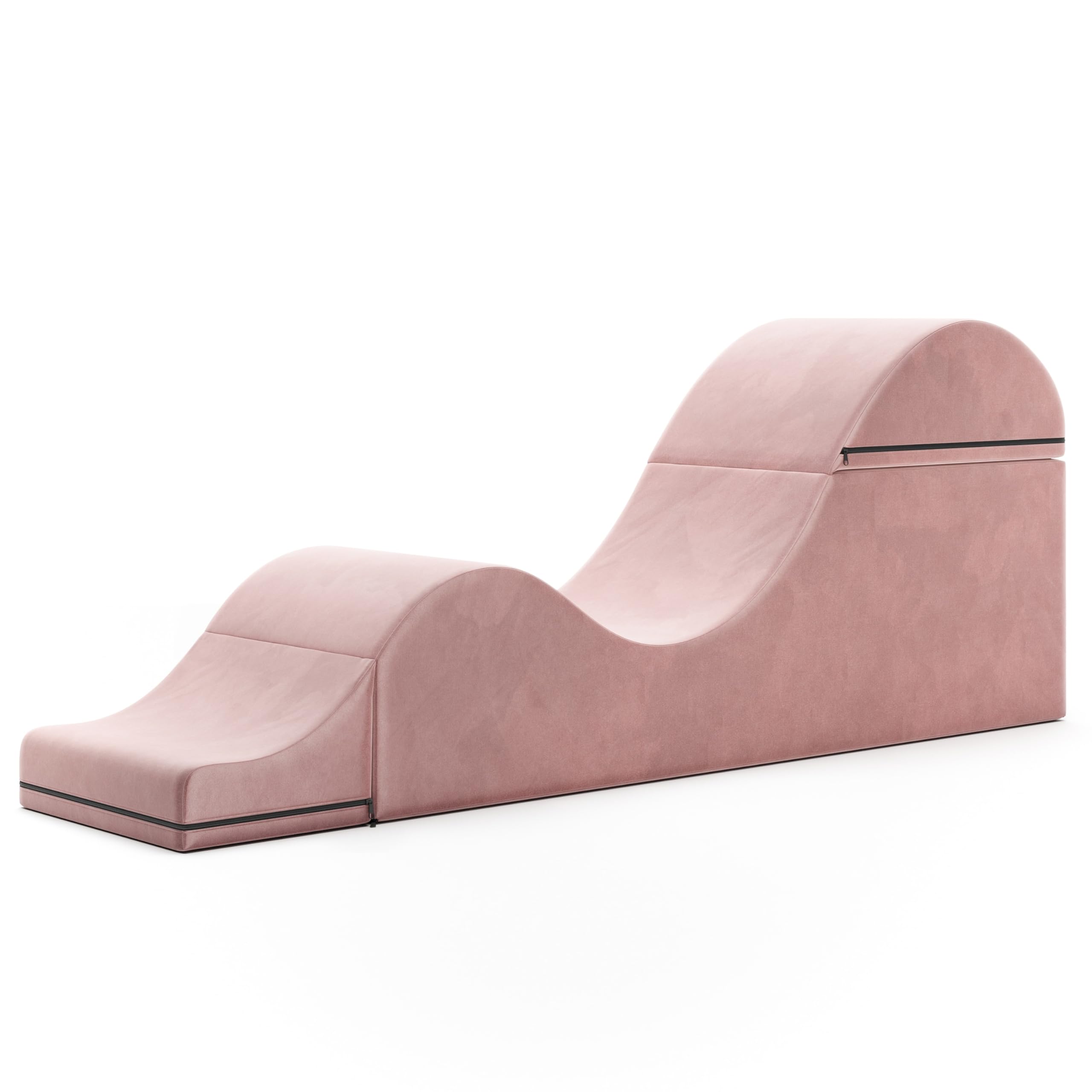 Avana Kami Convertible Chaise/Bed Bench for Yoga & Massage - 2-in-1 End of Bed Ottoman with Concealed Fold Out Yoga Lounge Chair, Microvelvet Rose: 18" Wide Rose