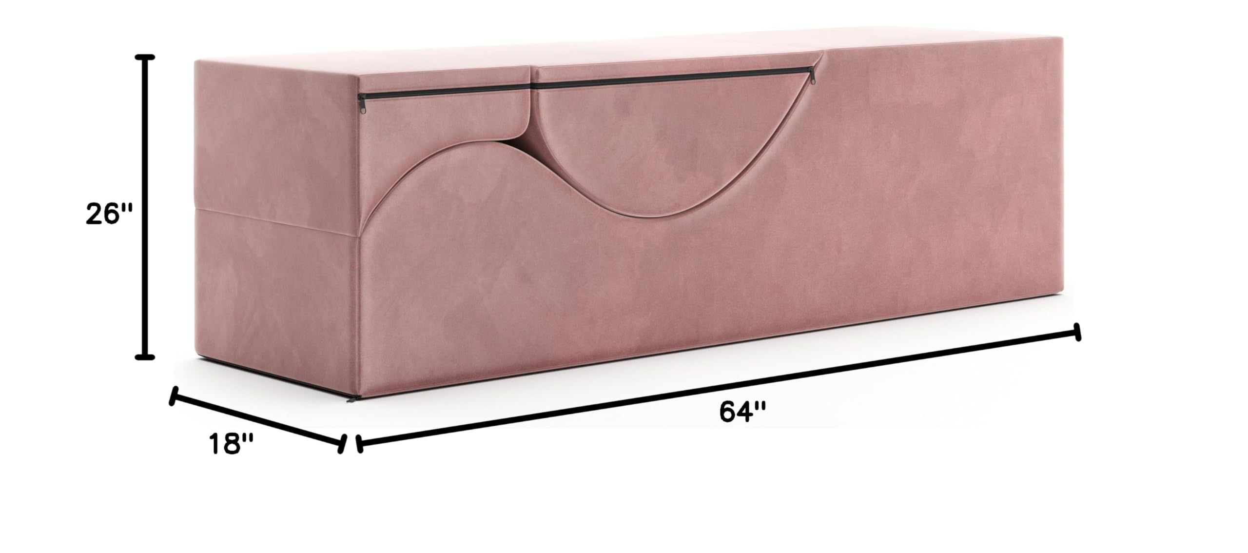 Avana Kami Convertible Chaise/Bed Bench for Yoga & Massage - 2-in-1 End of Bed Ottoman with Concealed Fold Out Yoga Lounge Chair, Microvelvet Rose: 18" Wide Rose