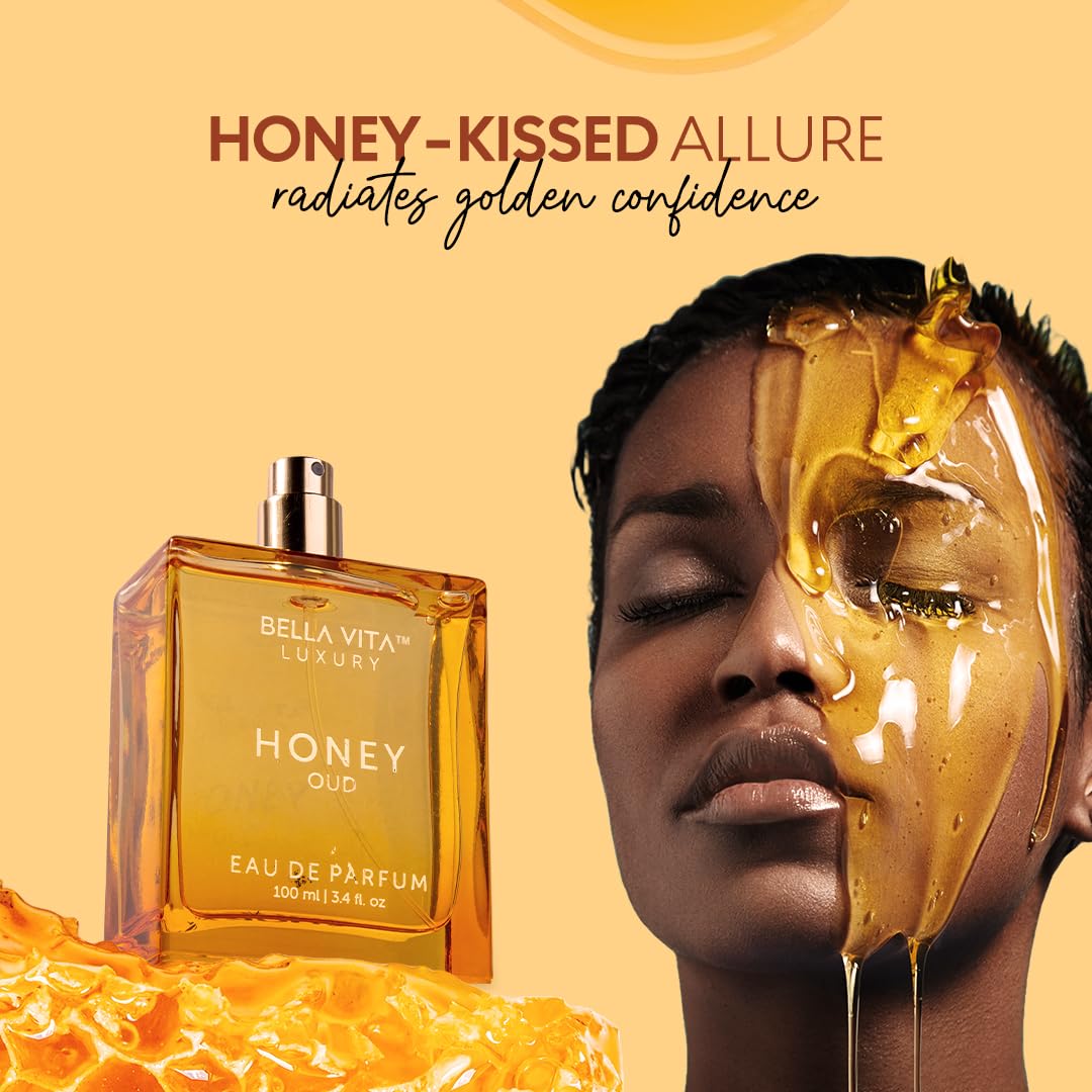 BellaVita Honey OUD Perfume for Women & Men (3.4 fl.oz) | Vanilla, Bergamot & Patchouli Perfume | Long-Lasting Arabian Unisex Perfumes for Women & Men | Floral & Spicy Vegan Cologne Honey Perfume