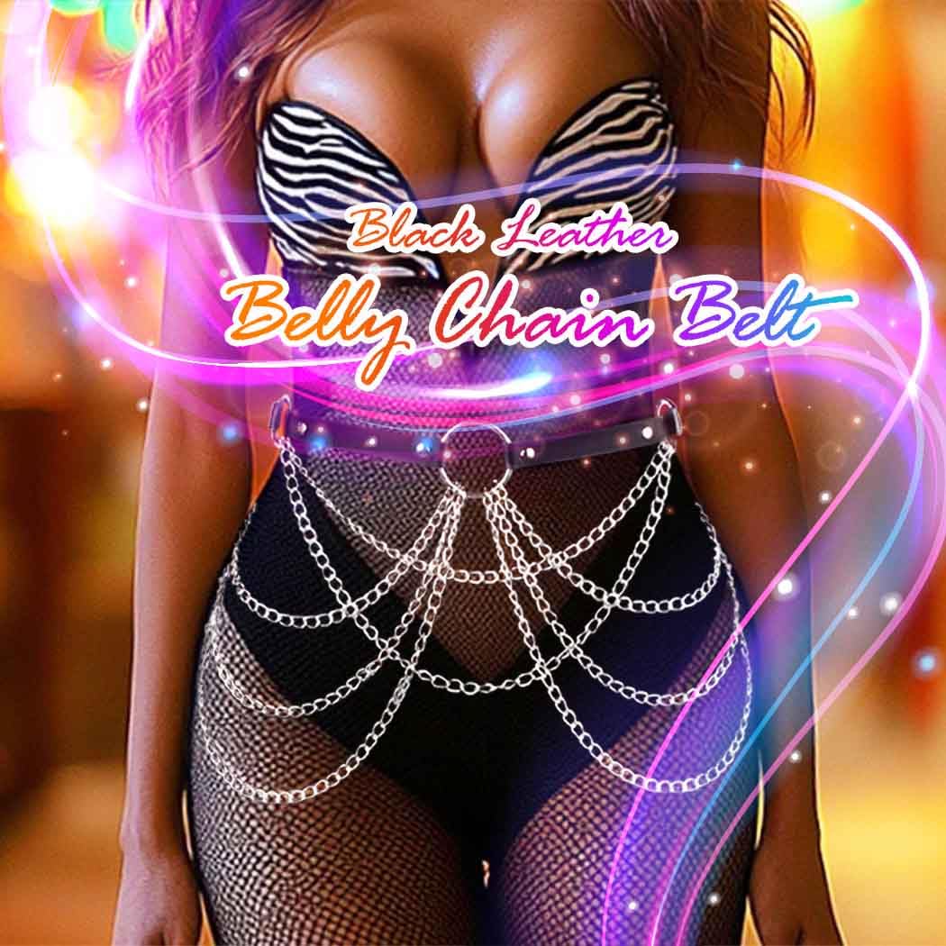 Cosydays Punk Leather Waist Chain Belt Black Harness Body Chain Layered Belly Chains Rave Outfits Body Chain Jewelry for Women: Cosydays Punk Leather Waist Chain Belt Black Harness Body Chain Layered Belly Chains Rave Outfits Body Chain Jewelry for Women