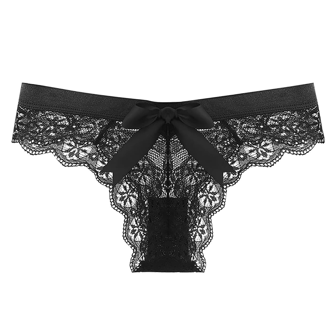 Women's Lace Bow Thongs T Back Low Waist Breathable Panties Sexy Seamless V-Shape Design Floral Lace tangas thumbnail 1