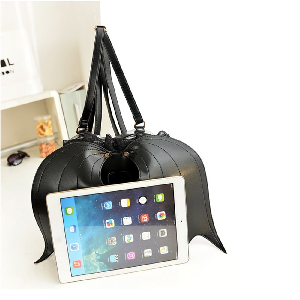NEEVAS Fashion Girl Gothic Black Bat Heart Wings  Goth Punk Lace Wing Bag: Backpack