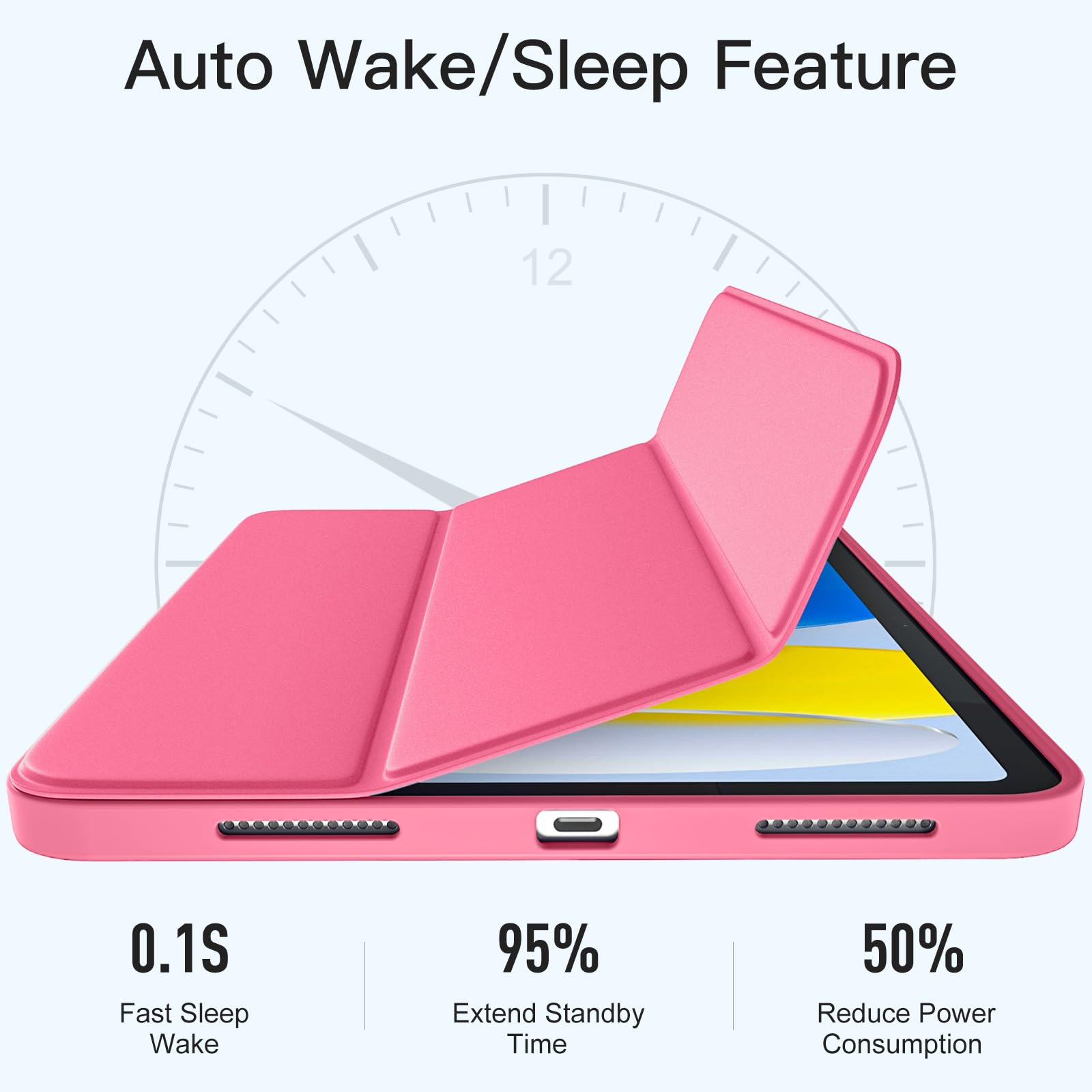 Wenlaty Compatible with iPad (A16) 11th Generation Case 11 Inch 2025, for iPad 10th Generation Case 10.9 Inch 2022 with Pencil Holder, Trifold Stand Protective Cover, Auto Wake/Sleep, Watermelon Pink